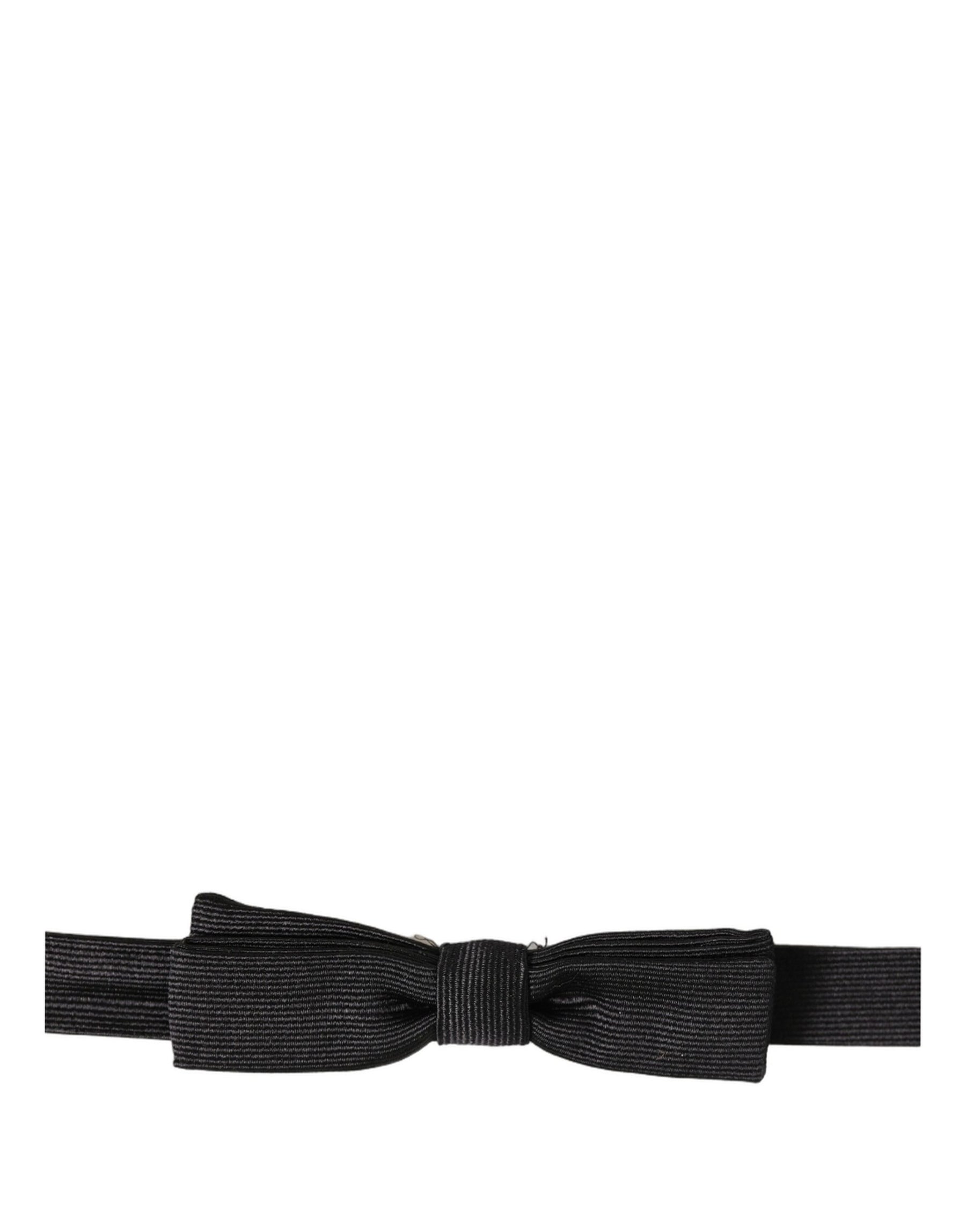 Dolce & Gabbana Men Black 100% SIlk Adjustable Neck Papillon Bow Tie | Regal Royce