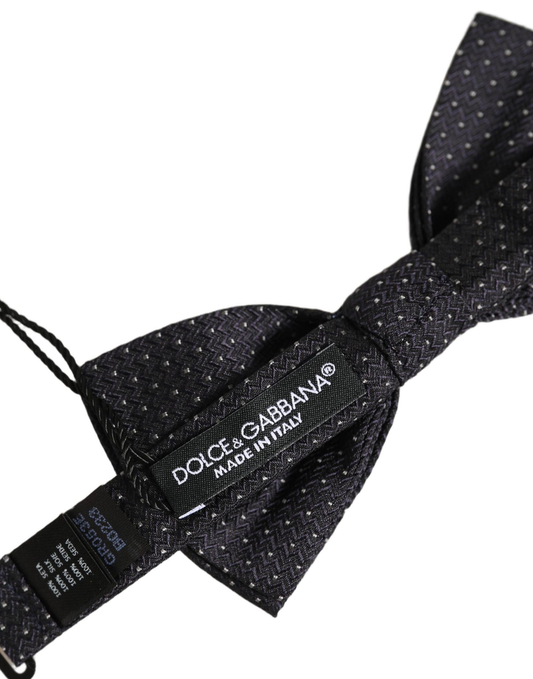 Dolce & Gabbana Black White Polka Dot Adjustable Neck Papillon Bow Tie | Regal Royce