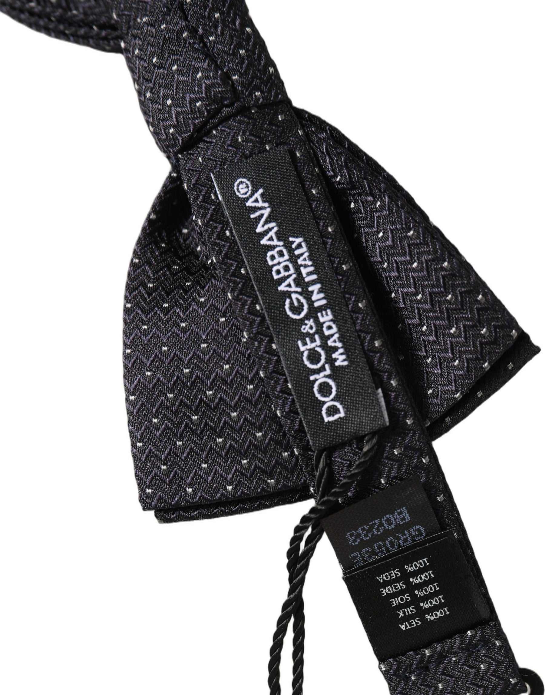 Dolce & Gabbana Black White Polka Dot Adjustable Neck Papillon Bow Tie | Regal Royce