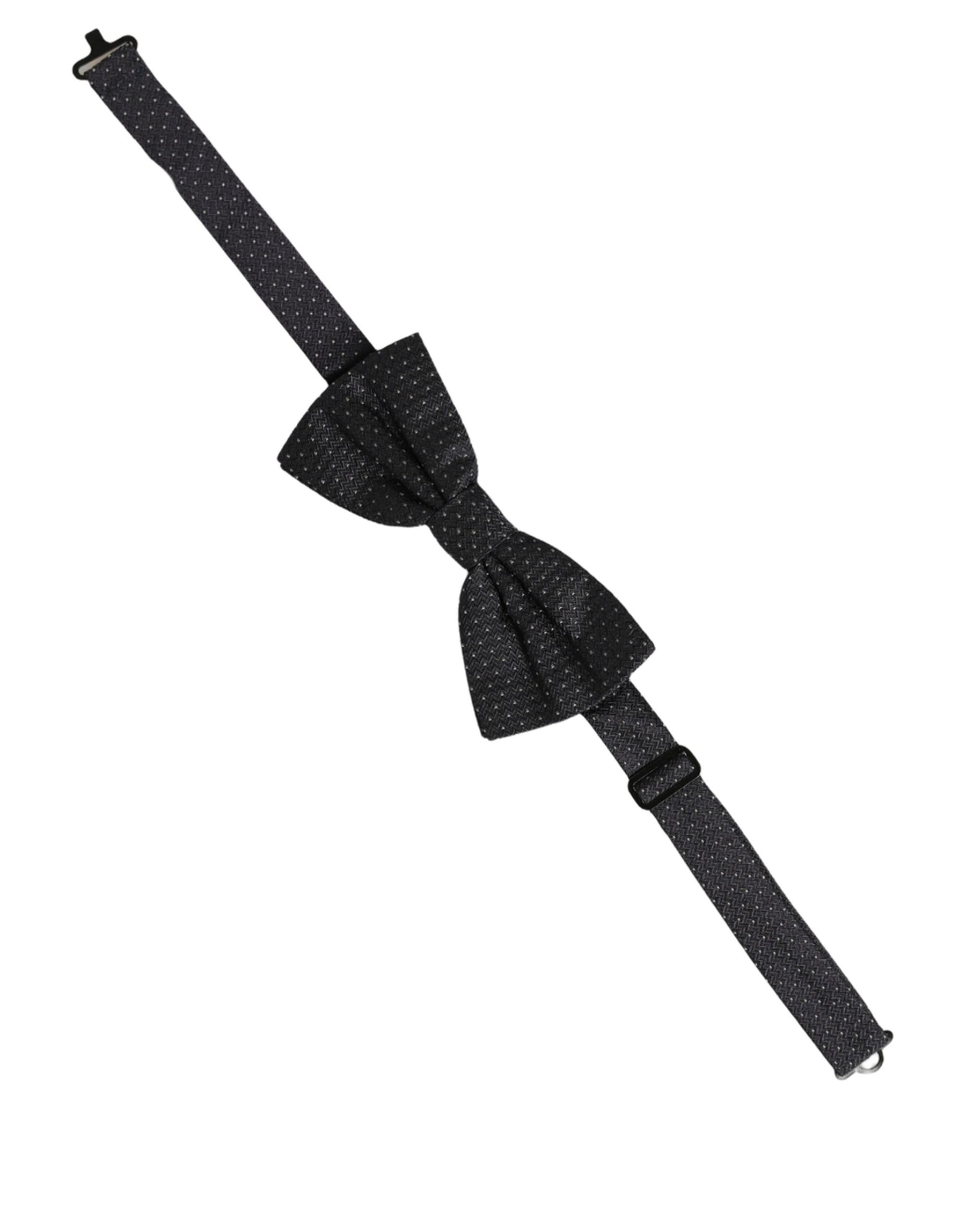 Dolce & Gabbana Black White Polka Dot Adjustable Neck Papillon Bow Tie | Regal Royce