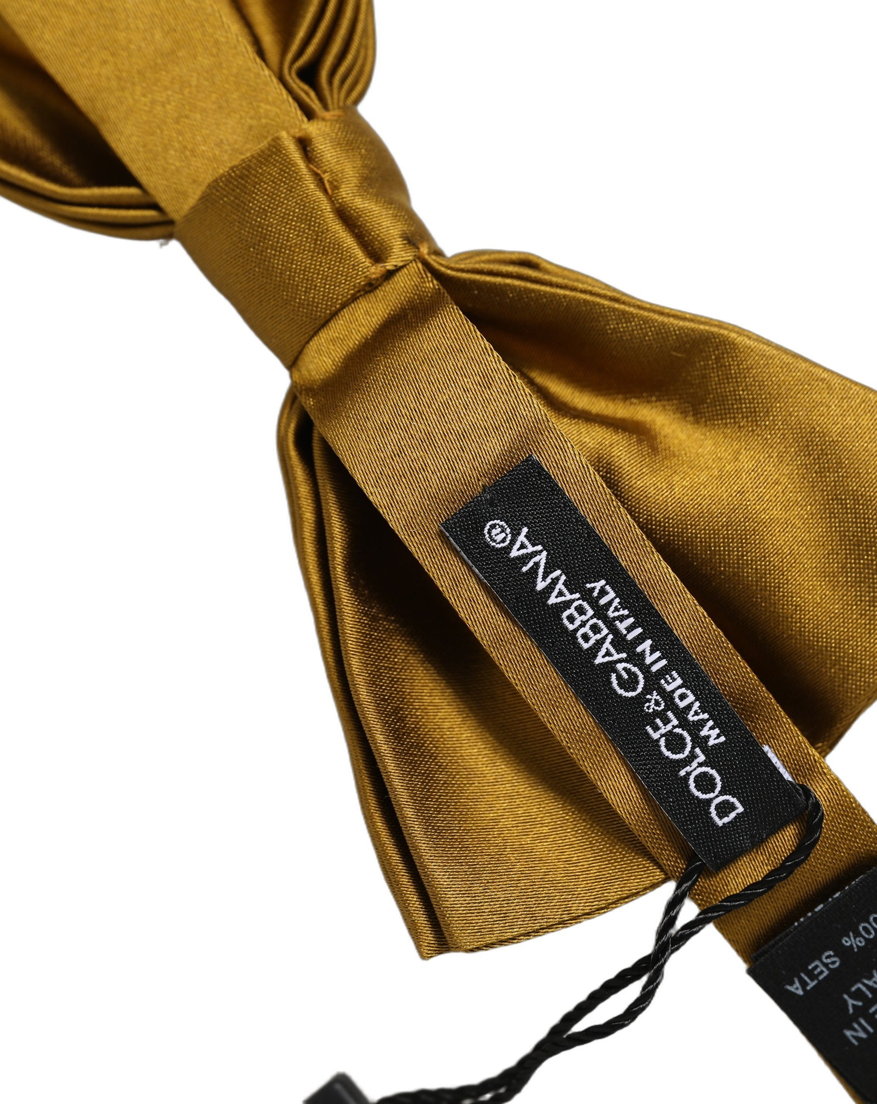 Dolce & Gabbana Men Mustard 100% Silk Adjustable Neck Papillon Bow Tie | Regal Royce