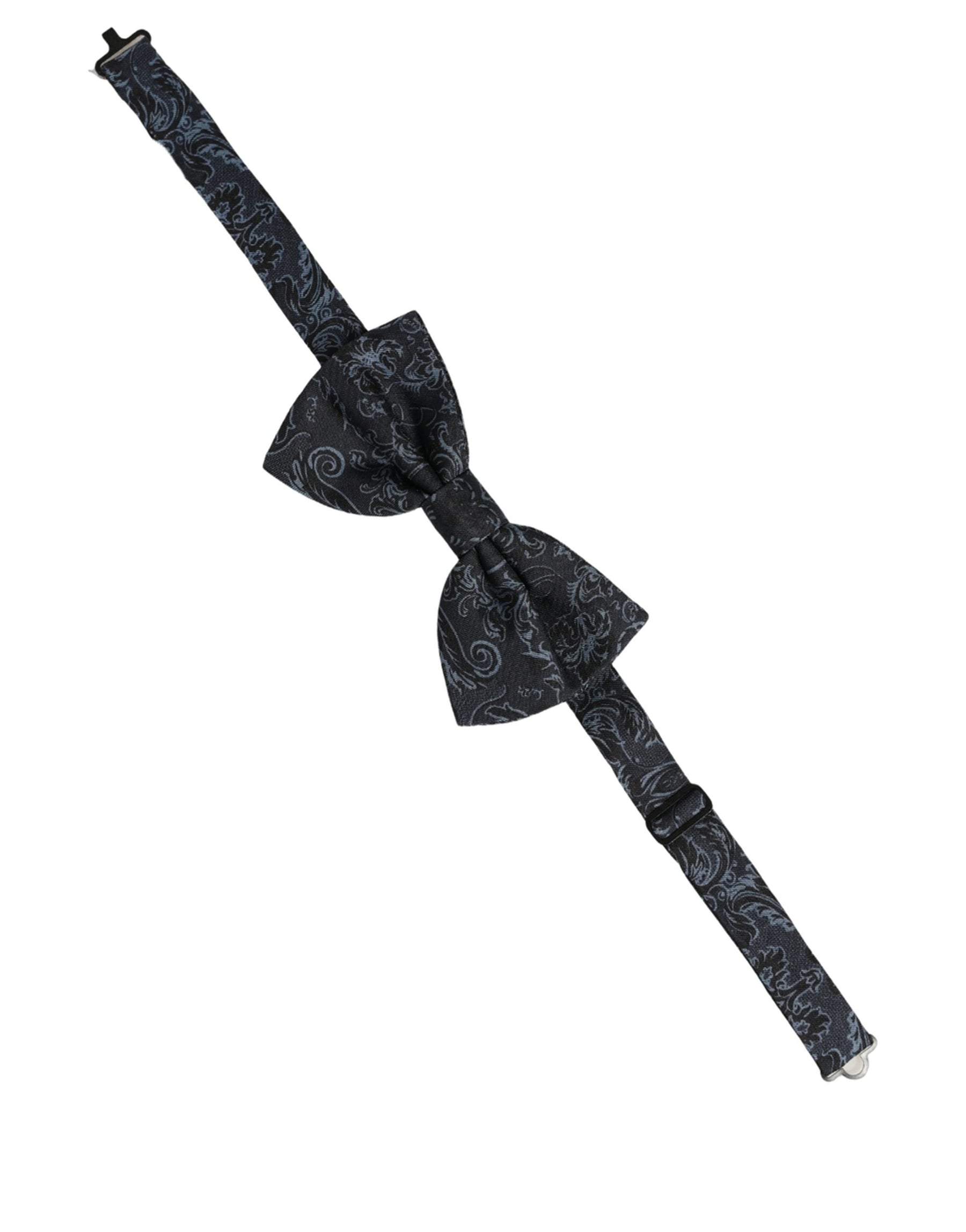 Dolce & Gabbana Men Black Blue Paisley Adjustable Neck Papillon Bow Tie | Regal Royce