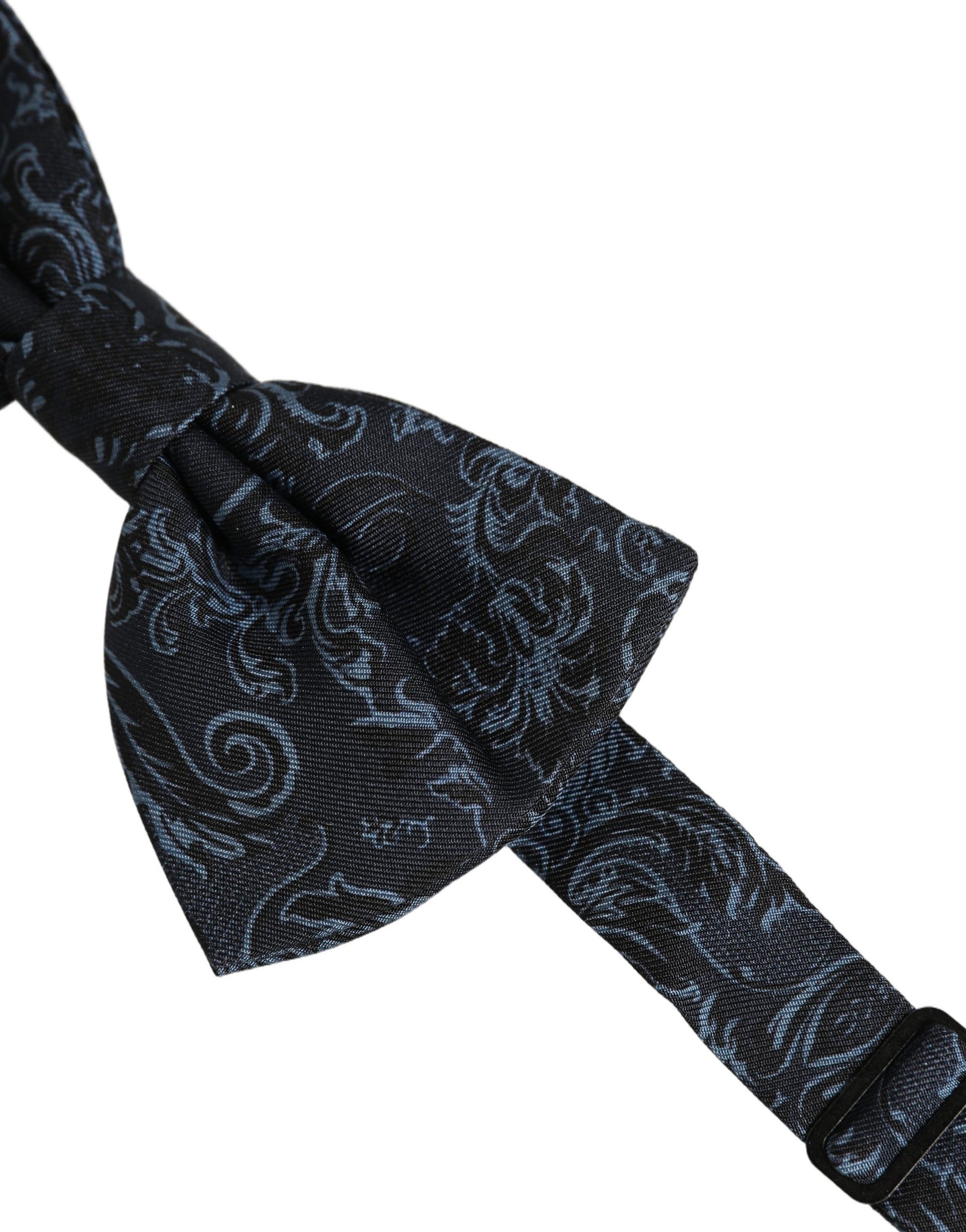 Dolce & Gabbana Men Black Blue Paisley Adjustable Neck Papillon Bow Tie | Regal Royce