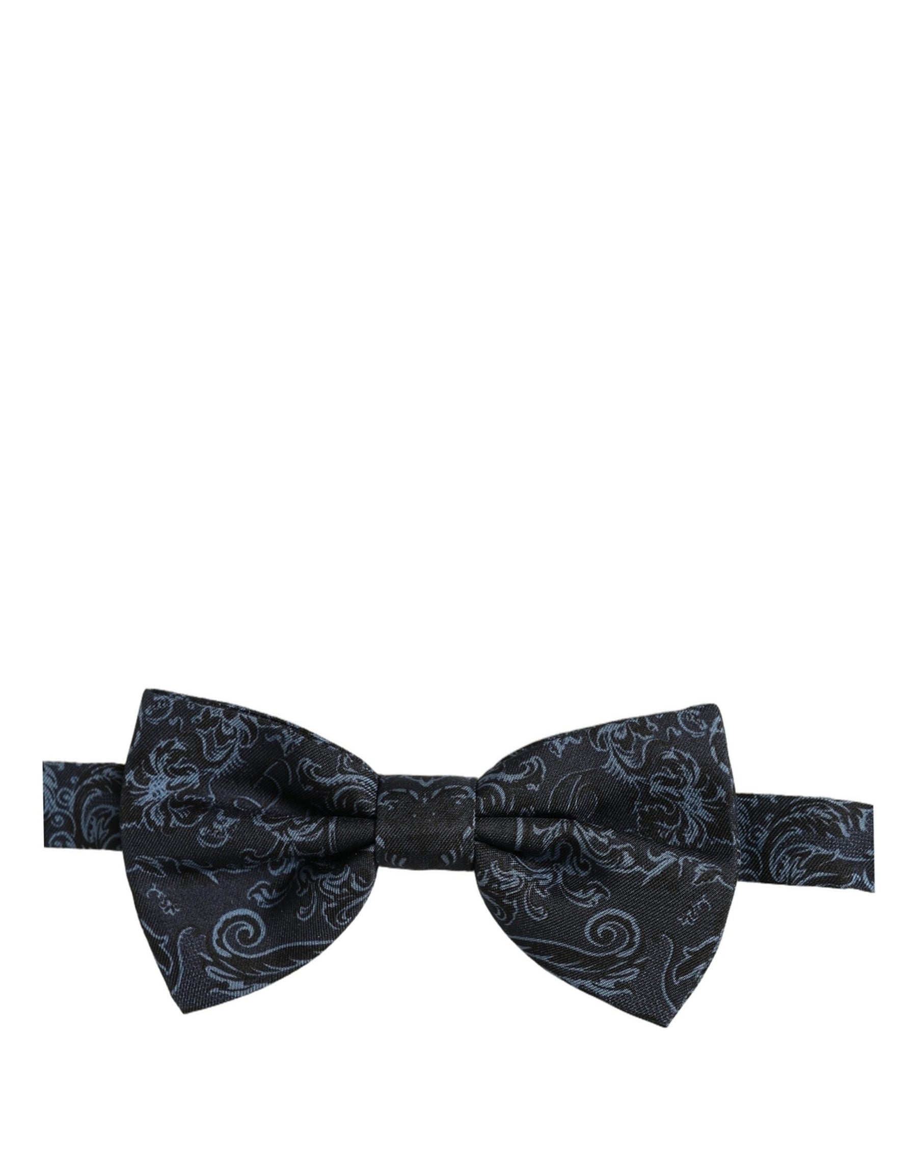 Dolce & Gabbana Men Black Blue Paisley Adjustable Neck Papillon Bow Tie | Regal Royce