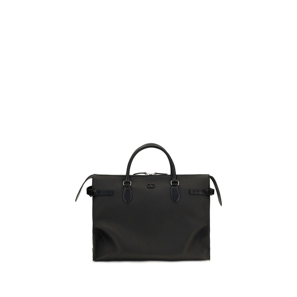 Valentino Garavani Black Calf Leather Bos Taurus Shoulder Bag | Regal Royce