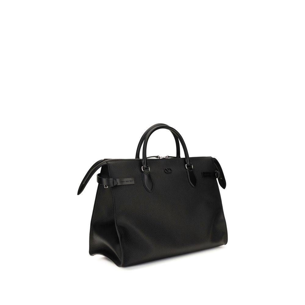 Valentino Garavani Black Calf Leather Bos Taurus Shoulder Bag | Regal Royce
