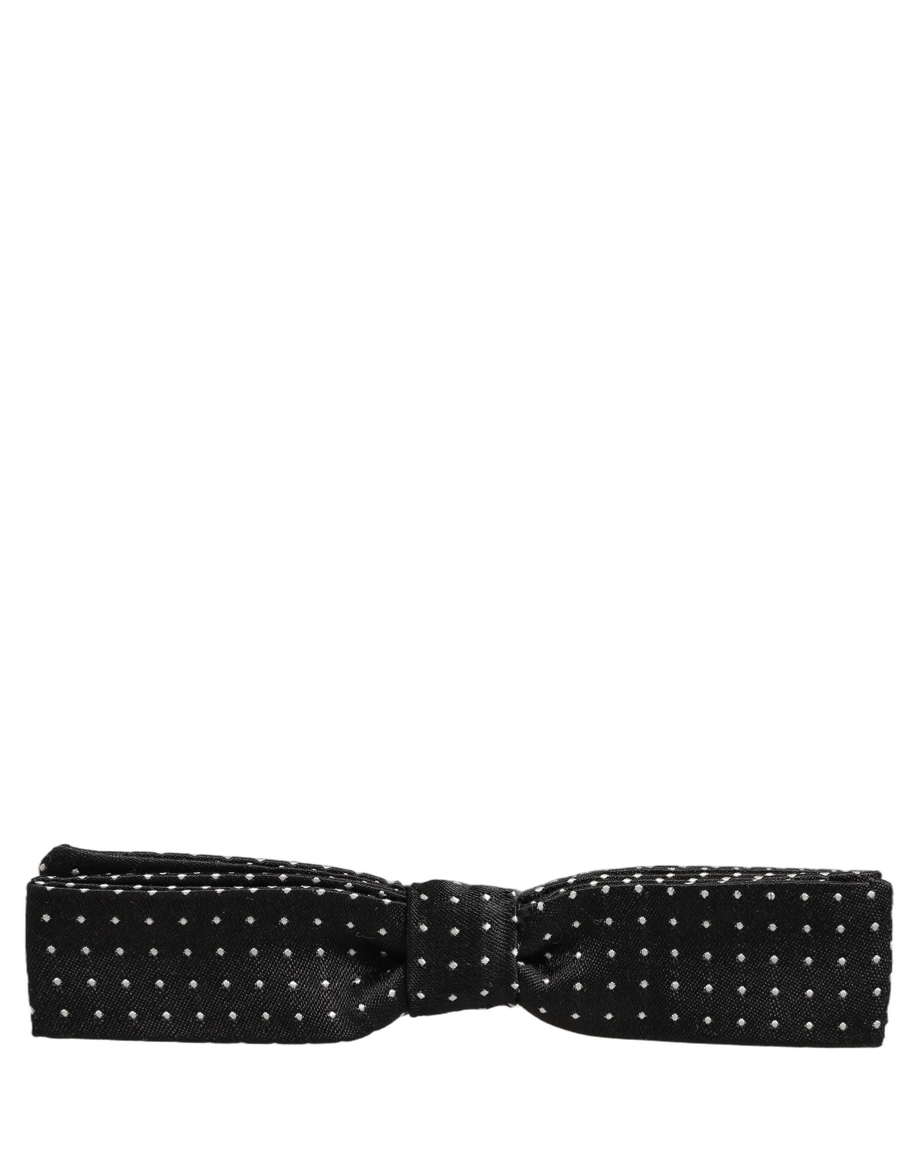 Dolce & Gabbana Black White Polka Dot Adjustable Neck Papillon Bow Tie | Regal Royce