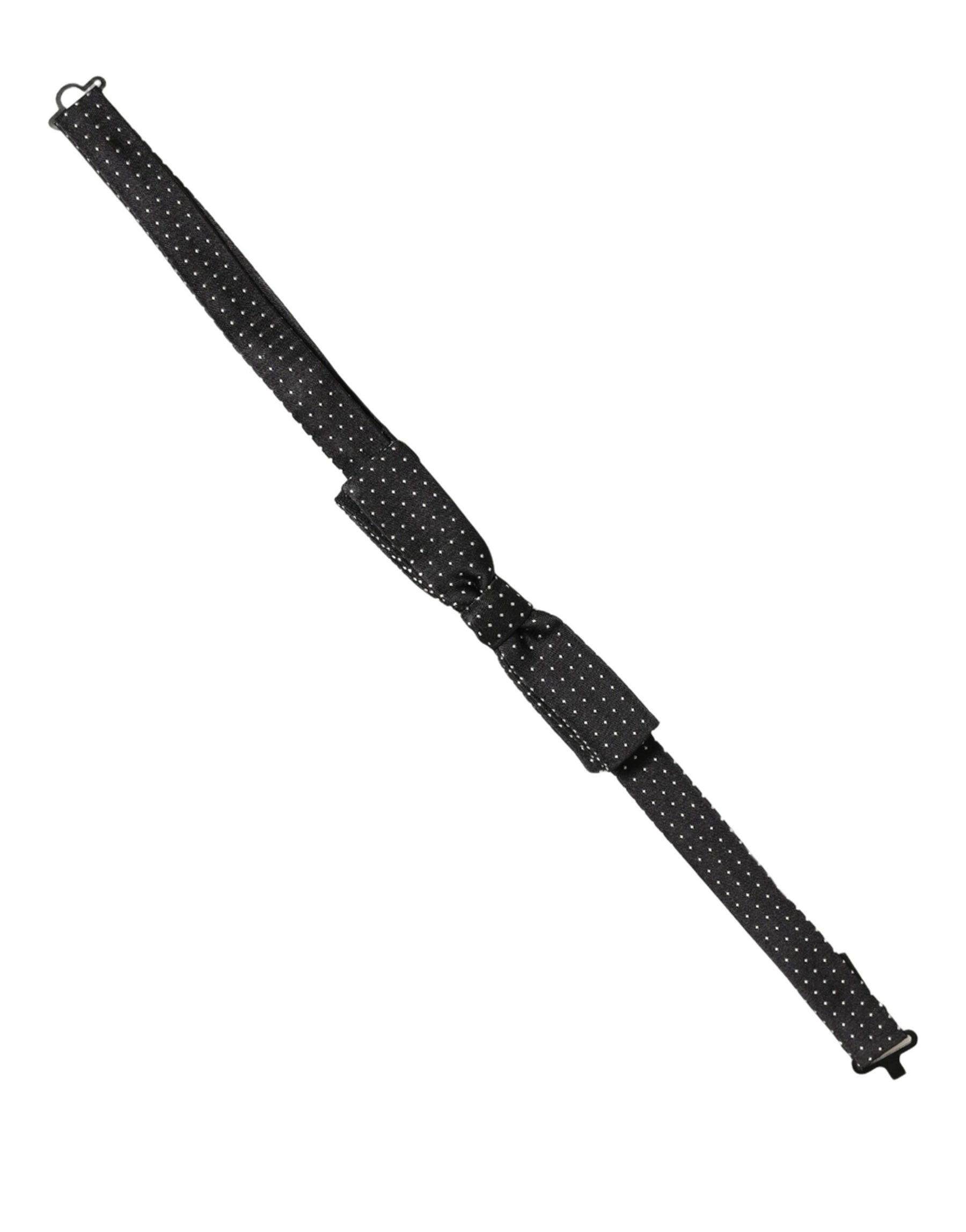 Dolce & Gabbana Black White Polka Dot Adjustable Neck Papillon Bow Tie | Regal Royce