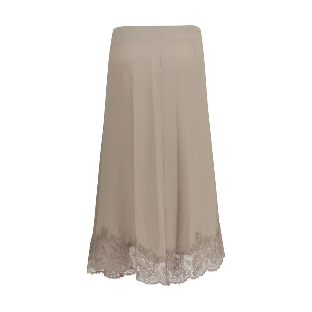 P.A.R.O.S.H. Beige Acetate Midi Skirt | Regal Royce