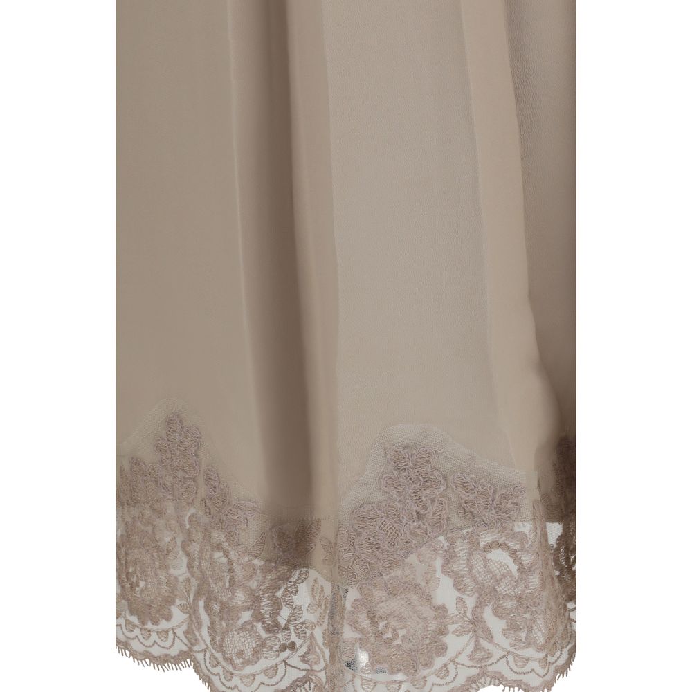 P.A.R.O.S.H. Beige Acetate Midi Skirt | Regal Royce