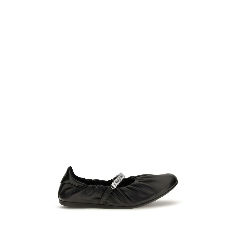 Jimmy Choo Black Calf Leather Bos Taurus Ballet Flats | Regal Royce