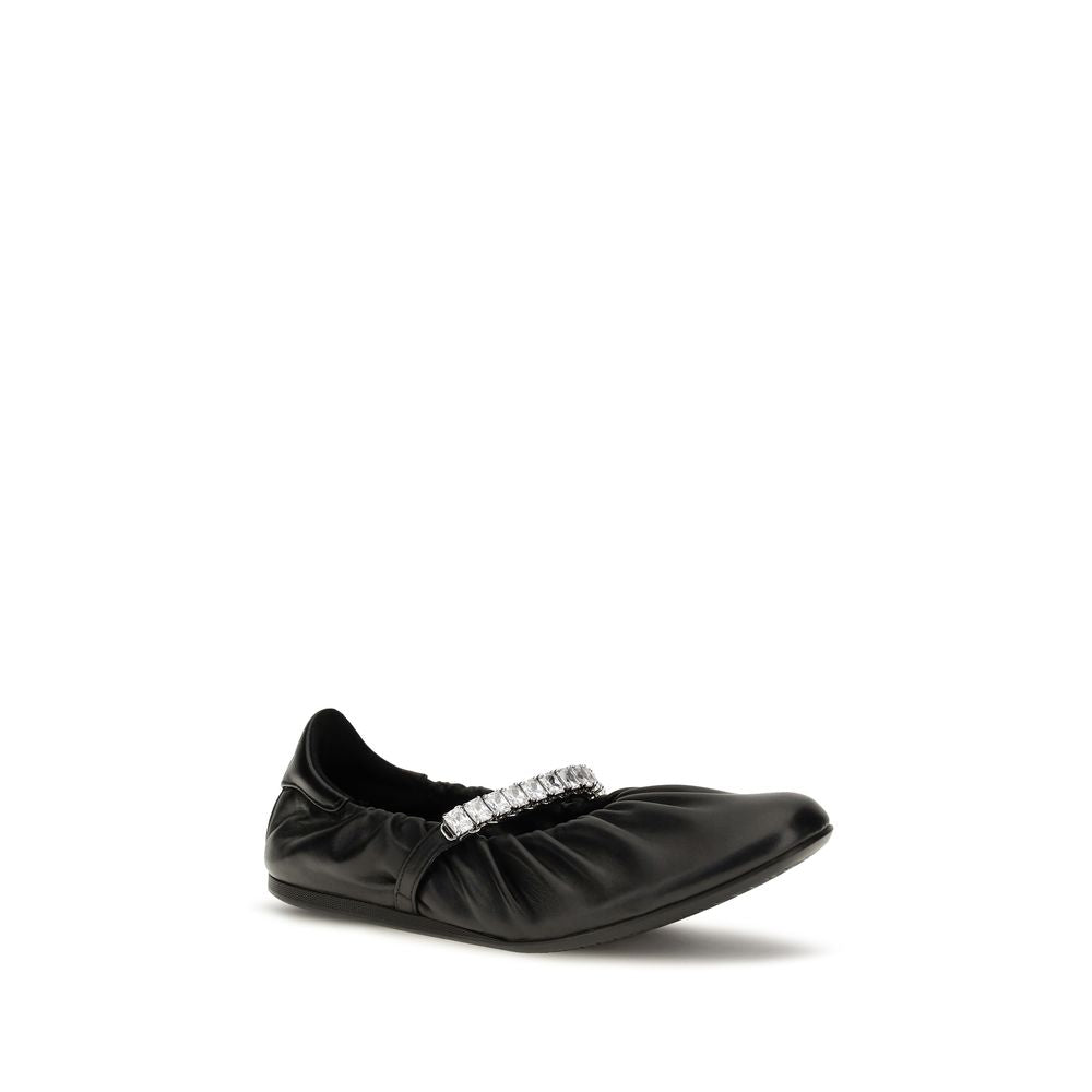 Jimmy Choo Black Calf Leather Bos Taurus Ballet Flats | Regal Royce