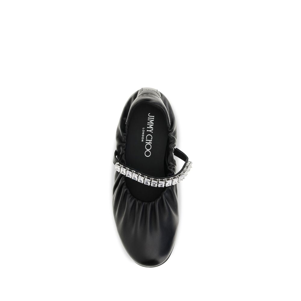 Jimmy Choo Black Calf Leather Bos Taurus Ballet Flats | Regal Royce