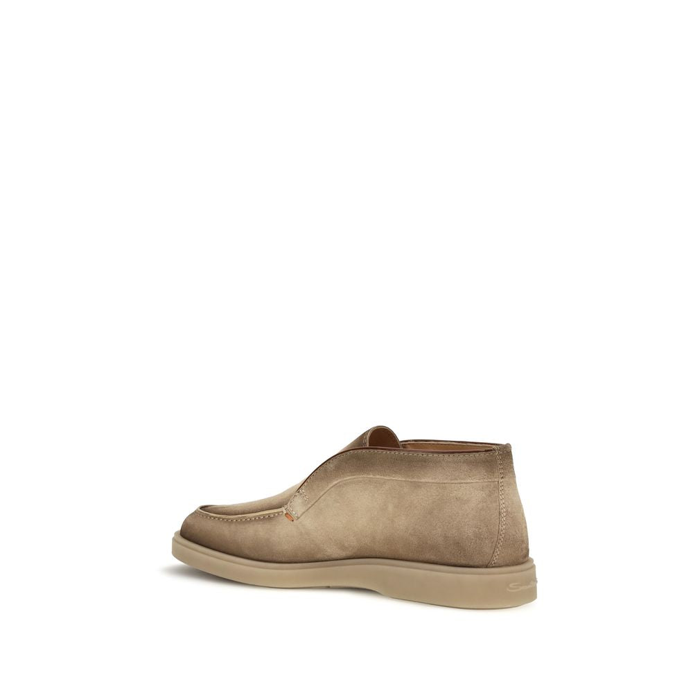 Santoni Beige Suede Leather Slip-On Loafers | Regal Royce