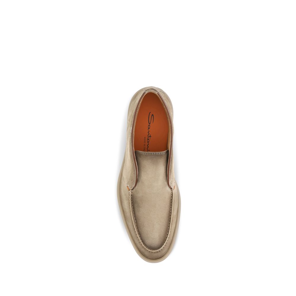 Santoni Beige Suede Leather Slip-On Loafers | Regal Royce