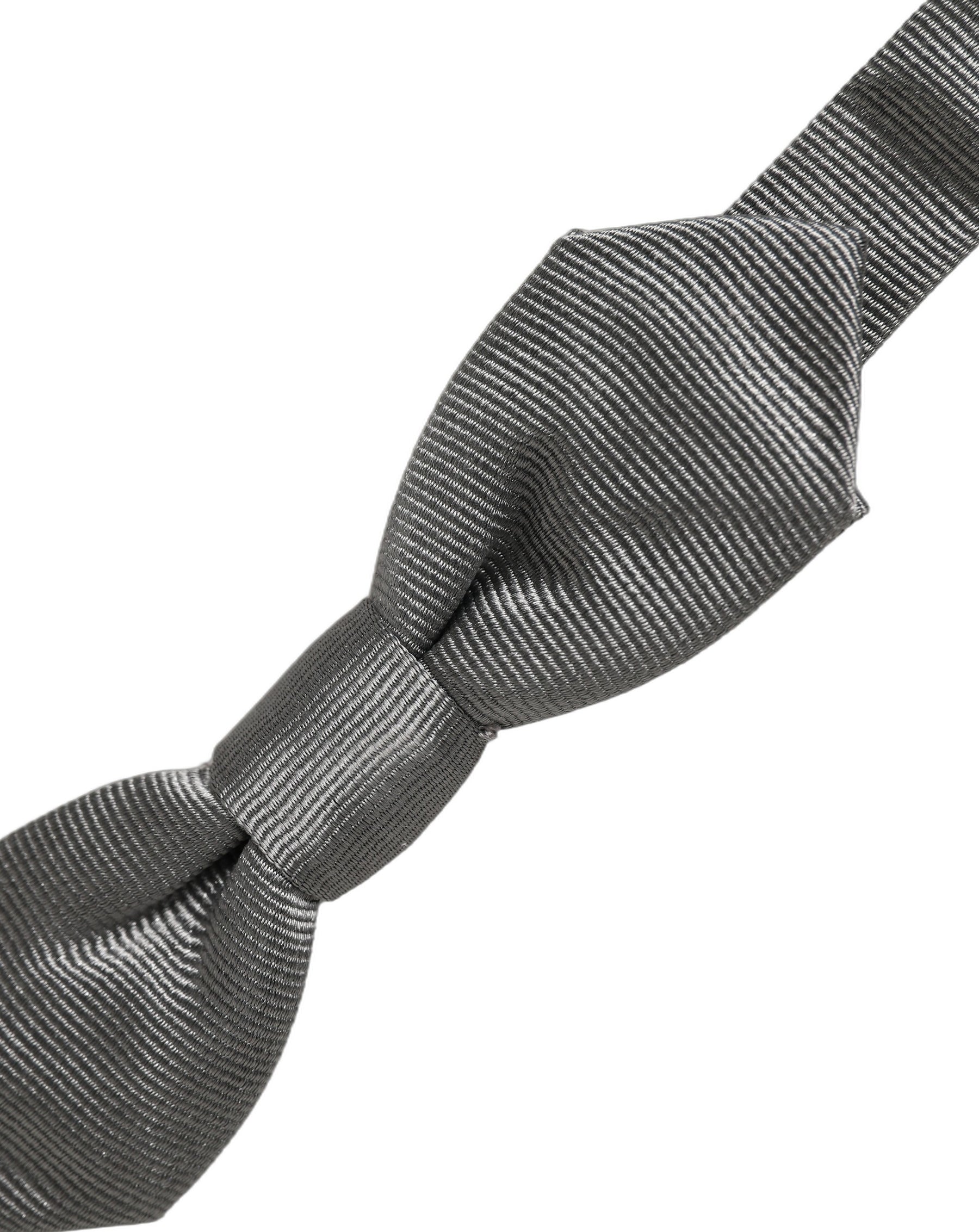 Dolce & Gabbana Men Gray 100% Silk Adjustable Neck Papillon Bow Tie | Regal Royce