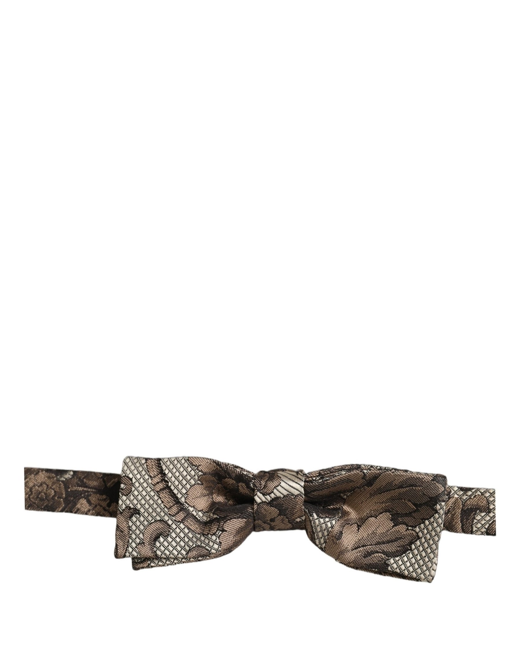 Dolce & Gabbana Men Brown Beige Floral Adjustable Neck Papillon Bow Tie | Regal Royce