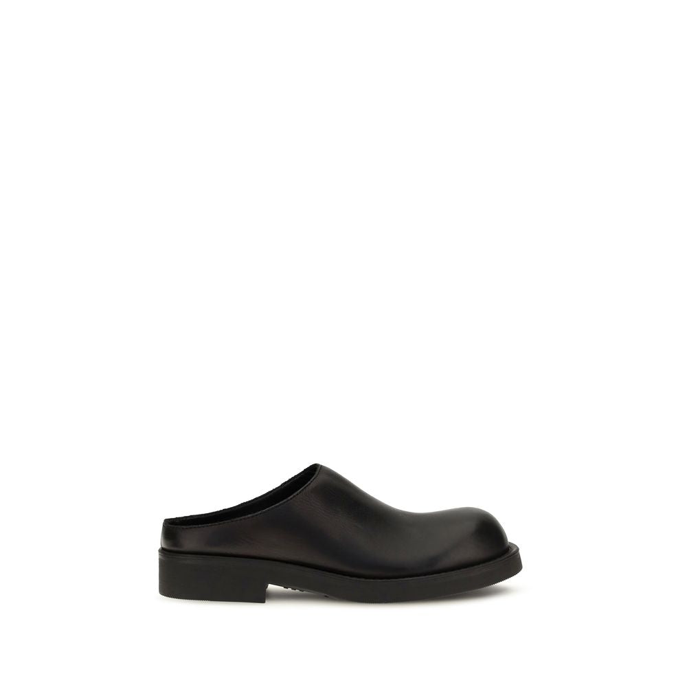 MM6 Black Calf Leather Bos Taurus Mules | Regal Royce