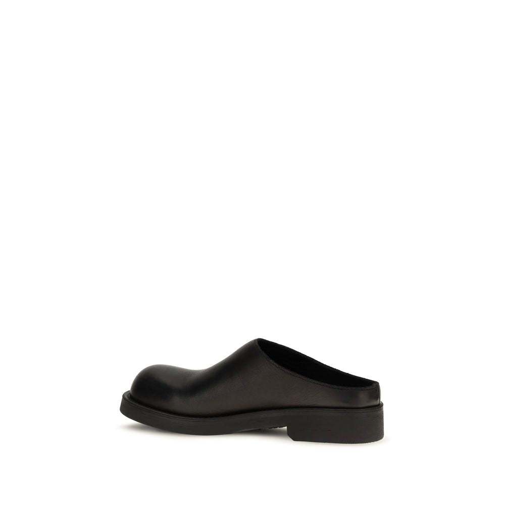 MM6 Black Calf Leather Bos Taurus Mules | Regal Royce
