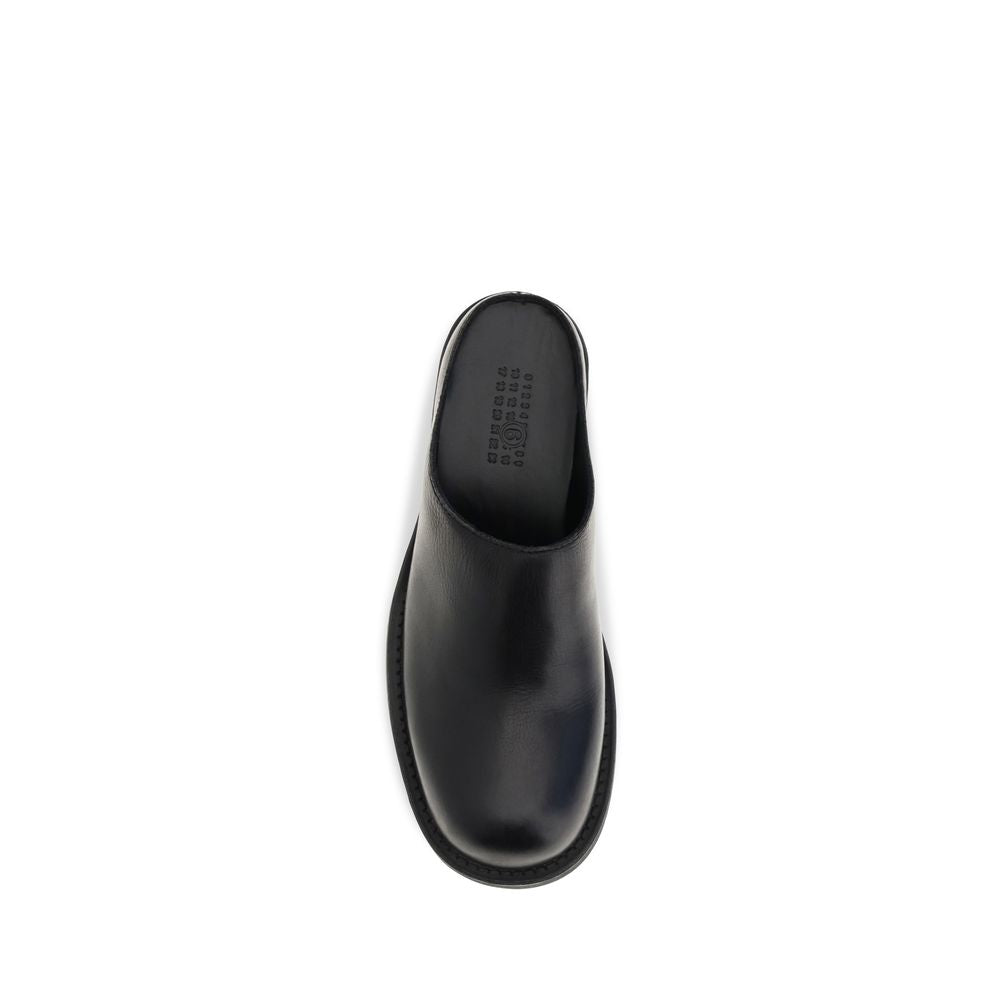 MM6 Black Calf Leather Bos Taurus Mules | Regal Royce