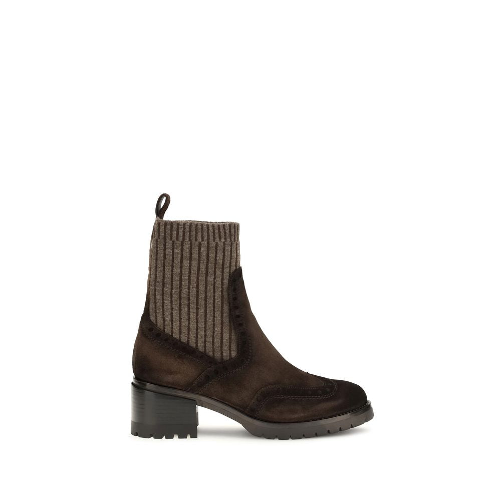 Santoni Brown Calf Leather Bos Taurus Ankle Boots | Regal Royce