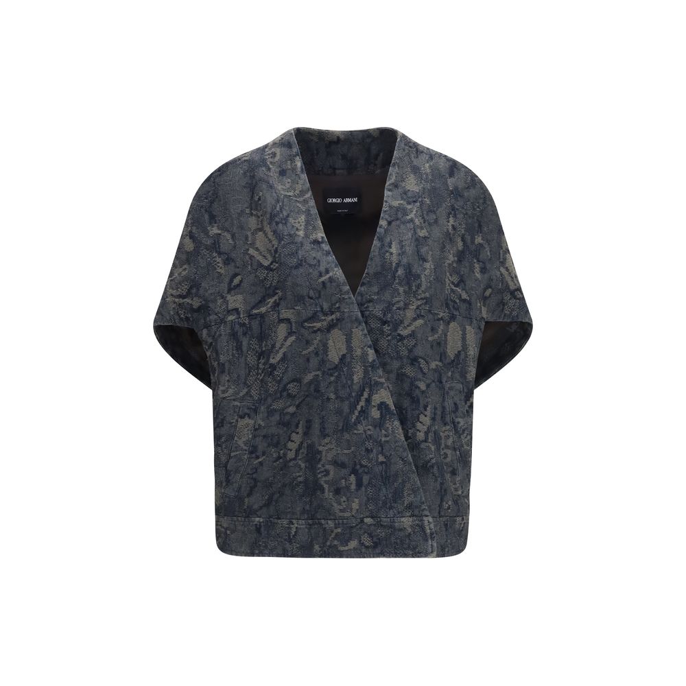 Giorgio Armani Blue Cotton Denim Jacket | Regal Royce