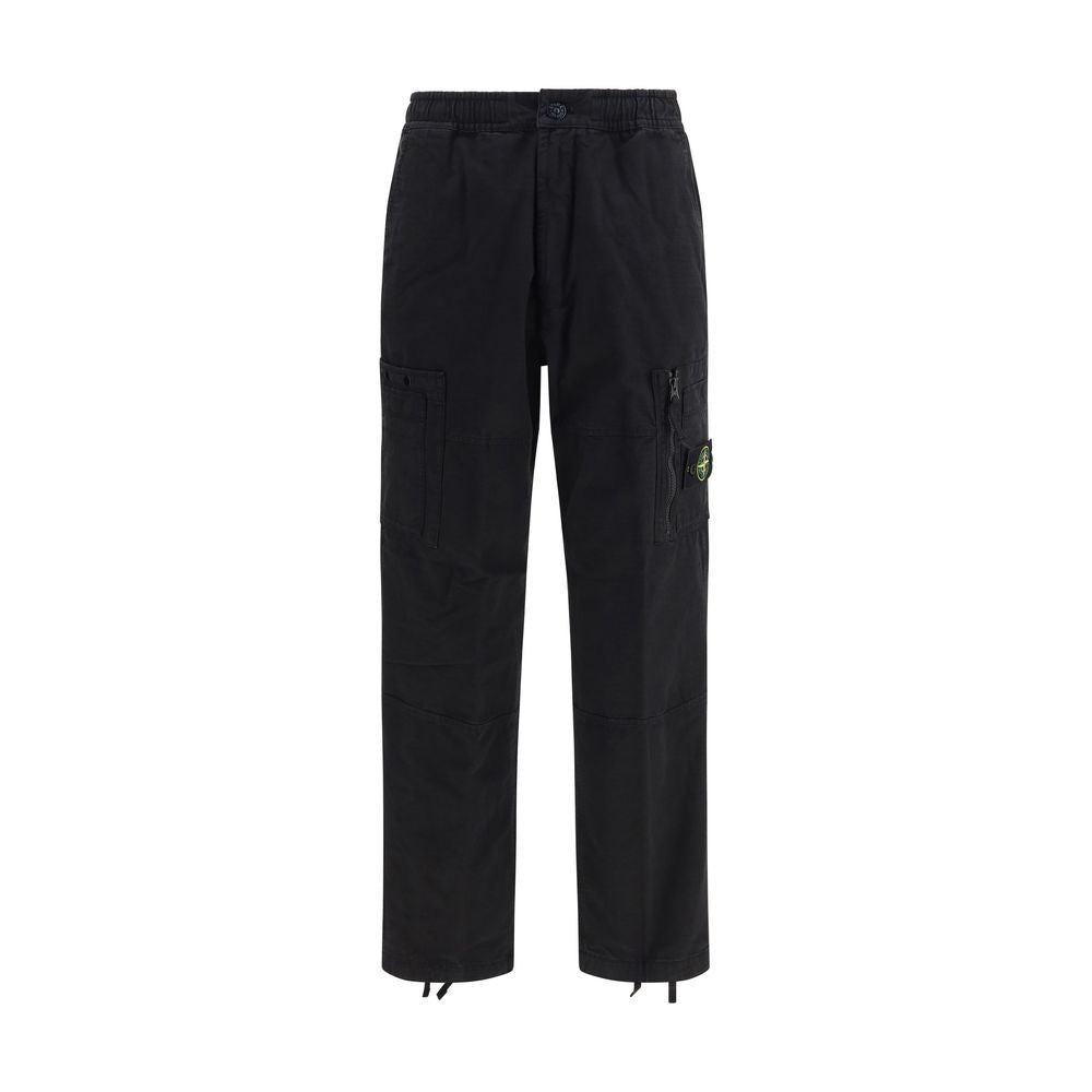 Stone Island Black Cotton Cargo Pants | Regal Royce