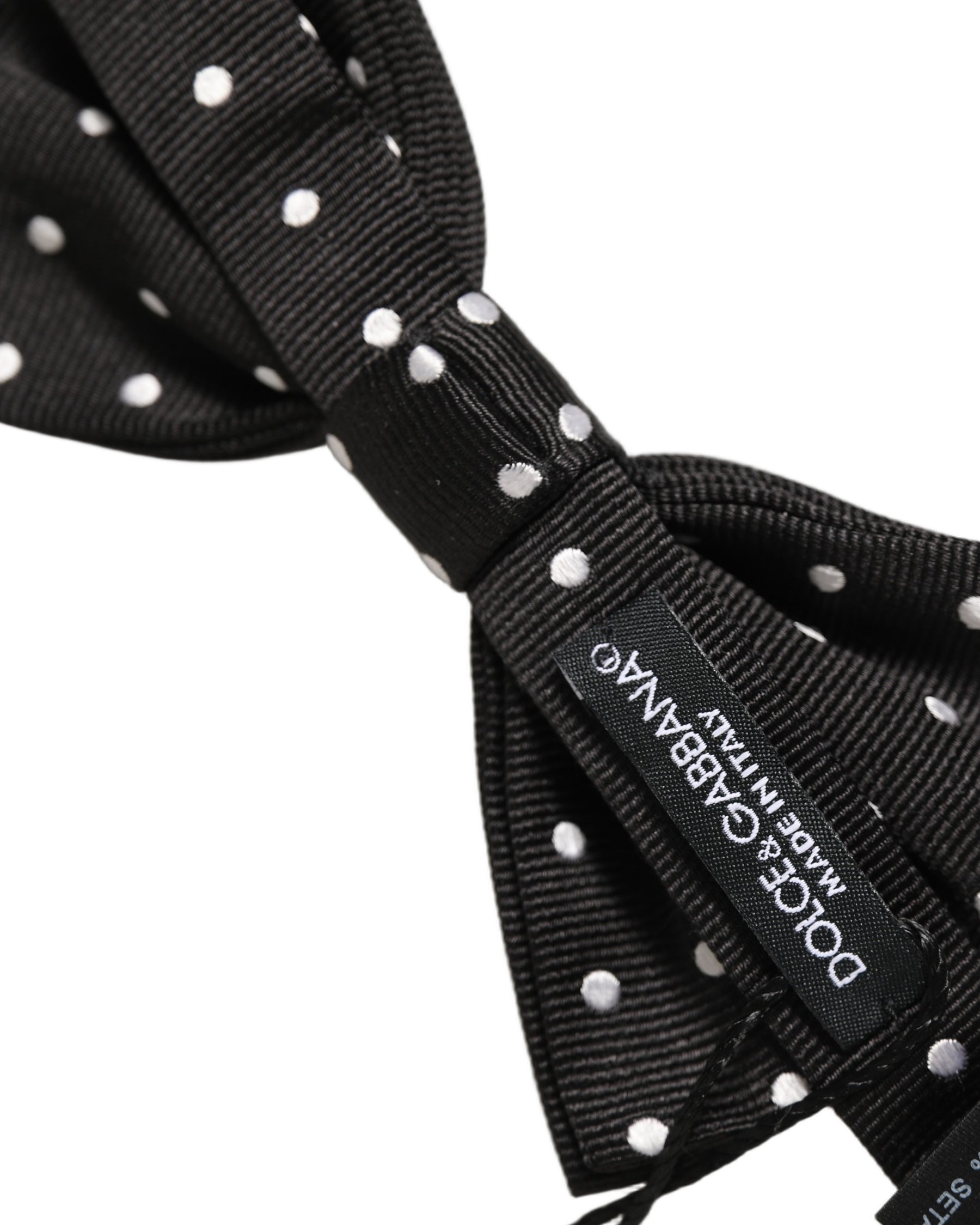 Dolce & Gabbana Black White Polka Dot Adjustable Neck Papillon Bow Tie | Regal Royce