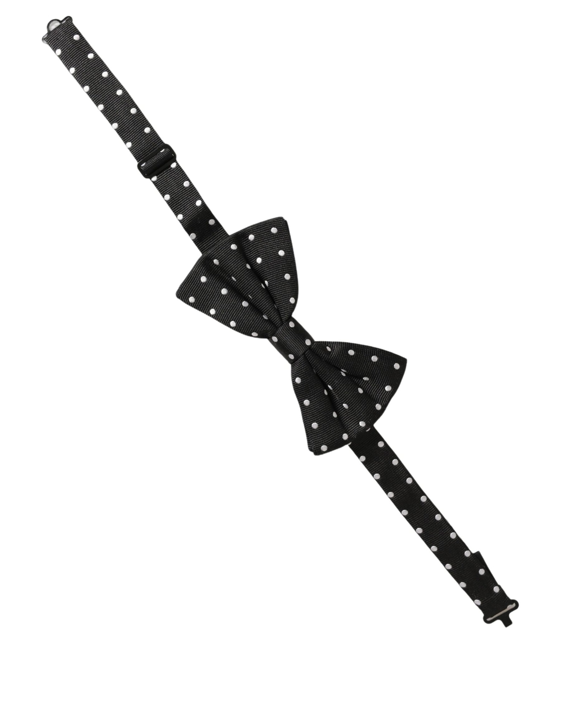 Dolce & Gabbana Black White Polka Dot Adjustable Neck Papillon Bow Tie | Regal Royce