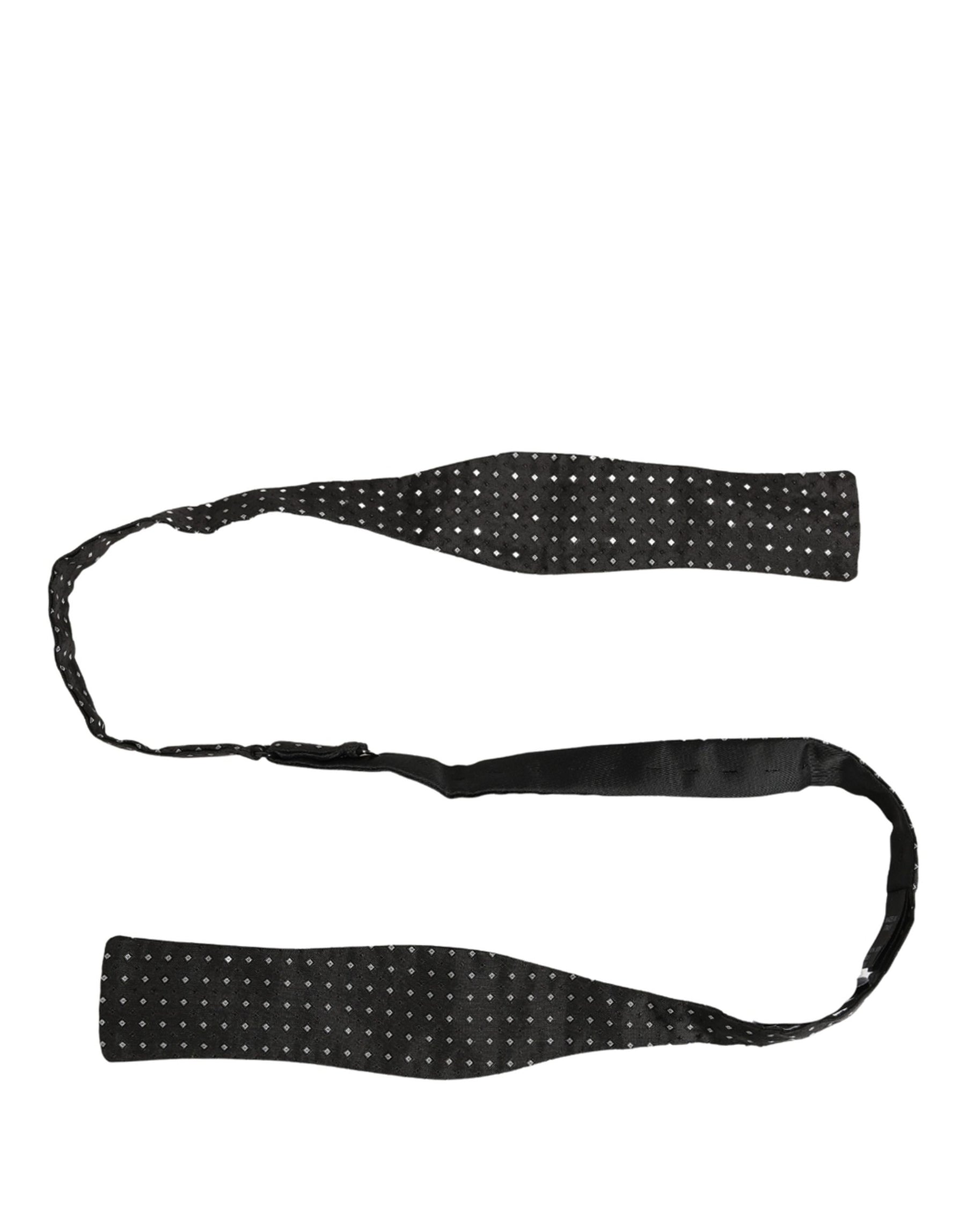 Dolce & Gabbana Black White Polka Dot Adjustable Neck Papillon Bow Tie | Regal Royce