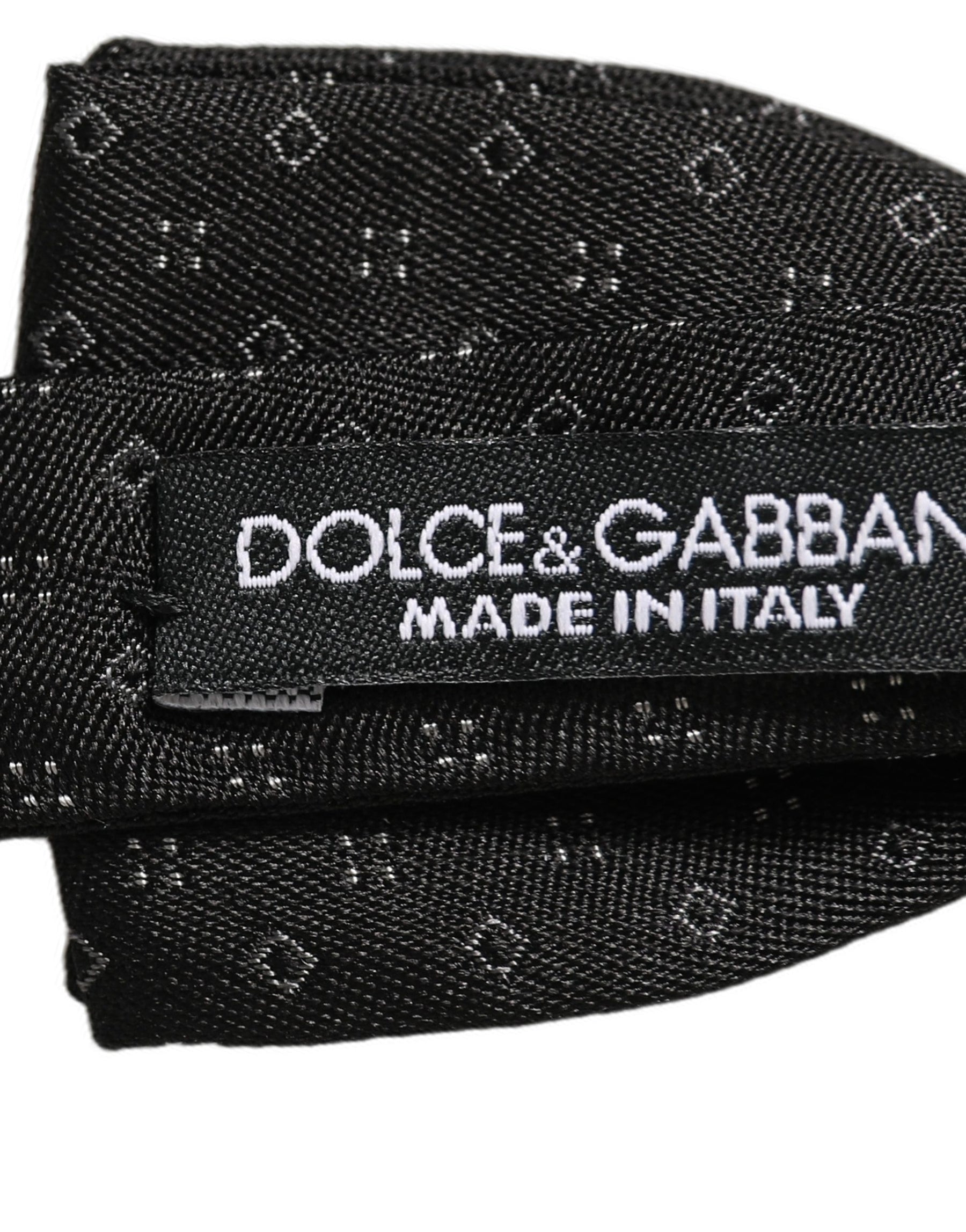 Dolce & Gabbana Black Diamond Pattern Adjustable Neck Papillon Bow Tie | Regal Royce