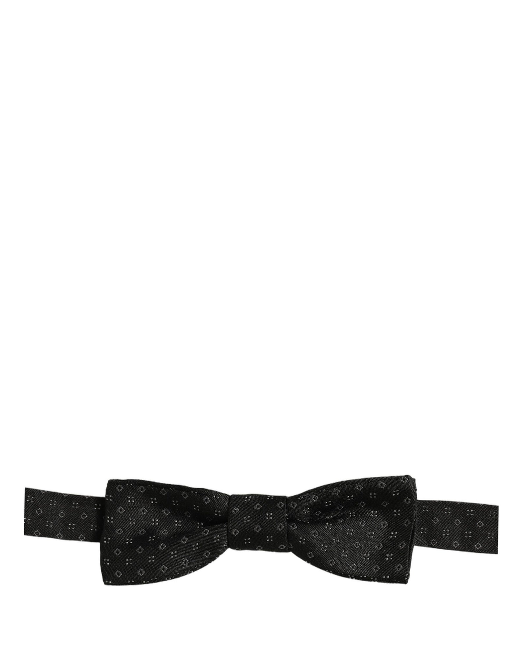 Dolce & Gabbana Black Diamond Pattern Adjustable Neck Papillon Bow Tie | Regal Royce