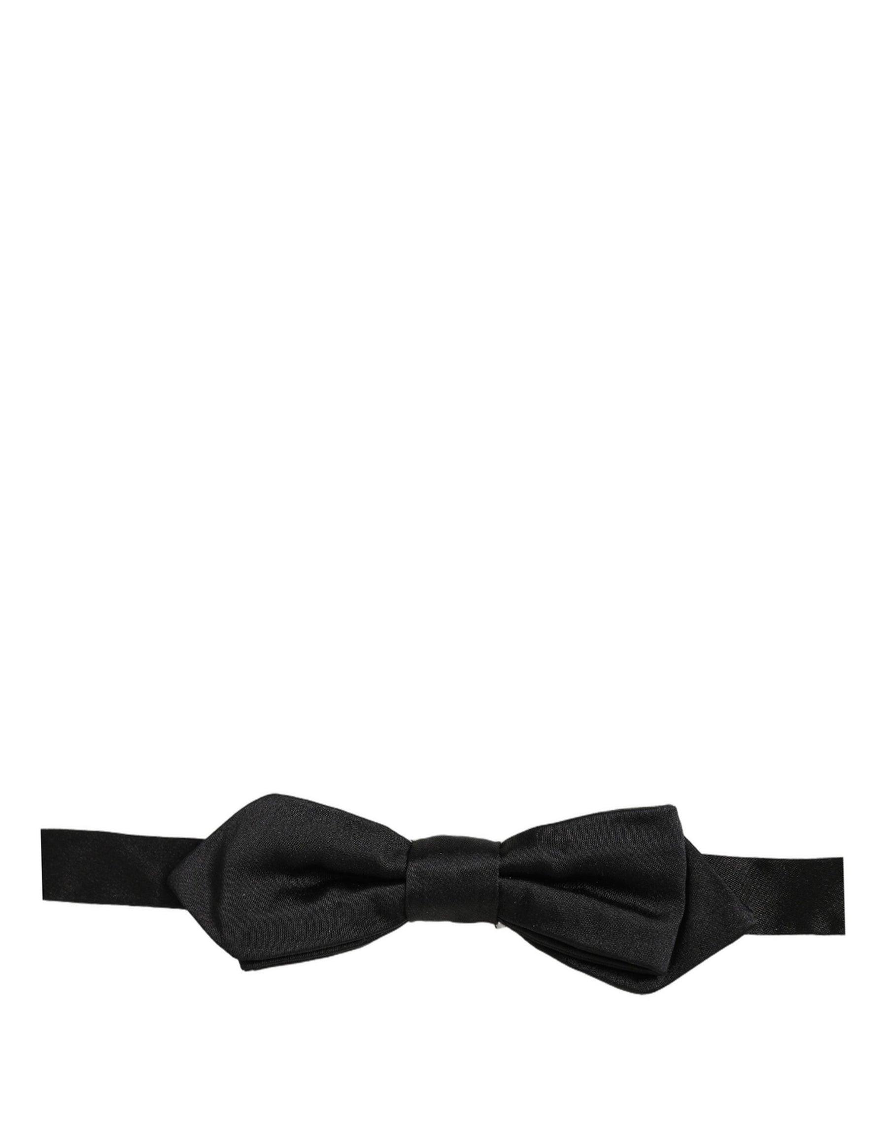 Dolce & Gabbana Men Black 100% Silk Adjustable Neck Papillon Bow Tie | Regal Royce