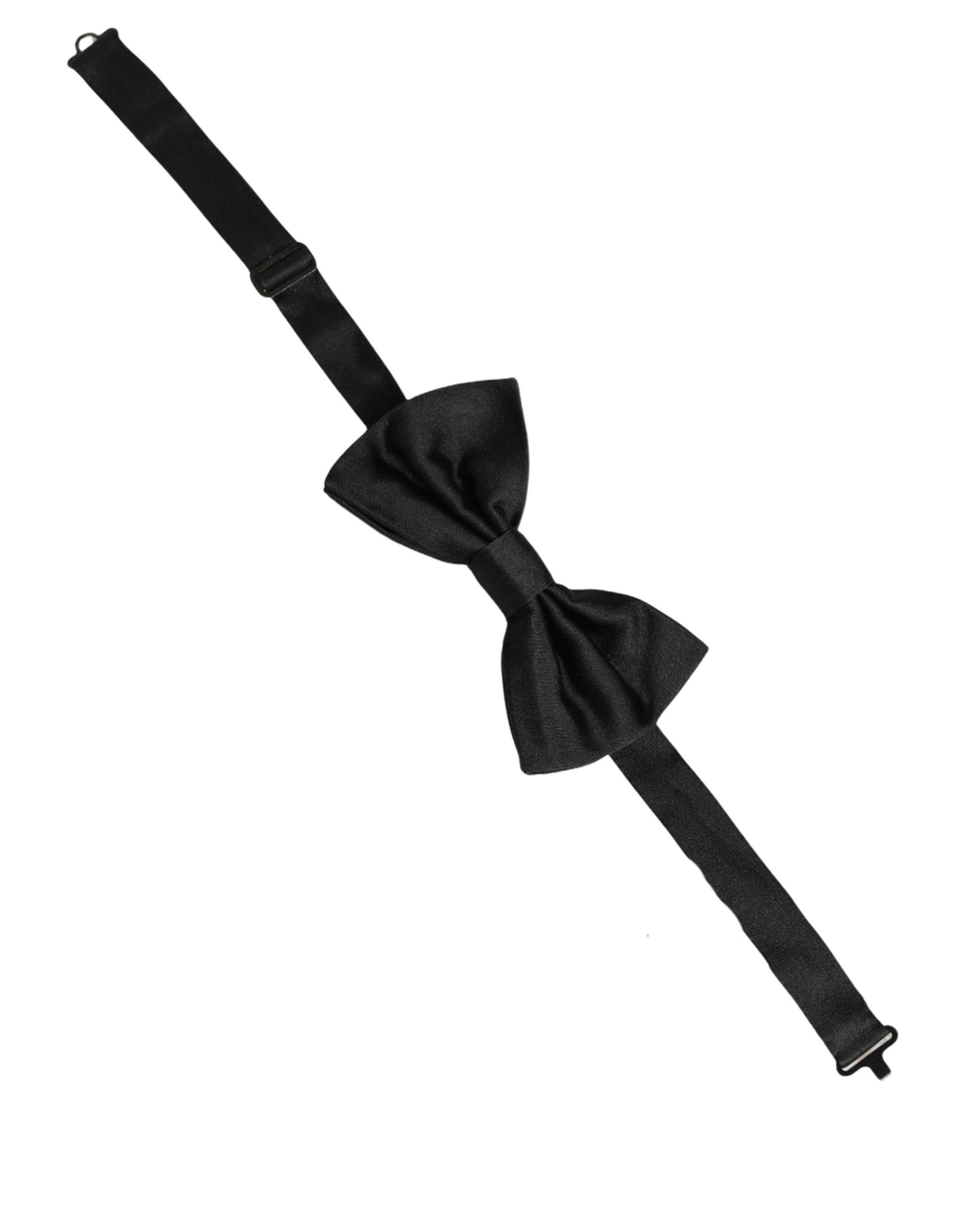 Dolce & Gabbana Men Black 100% Silk Adjustable Neck Papillon Bow Tie | Regal Royce