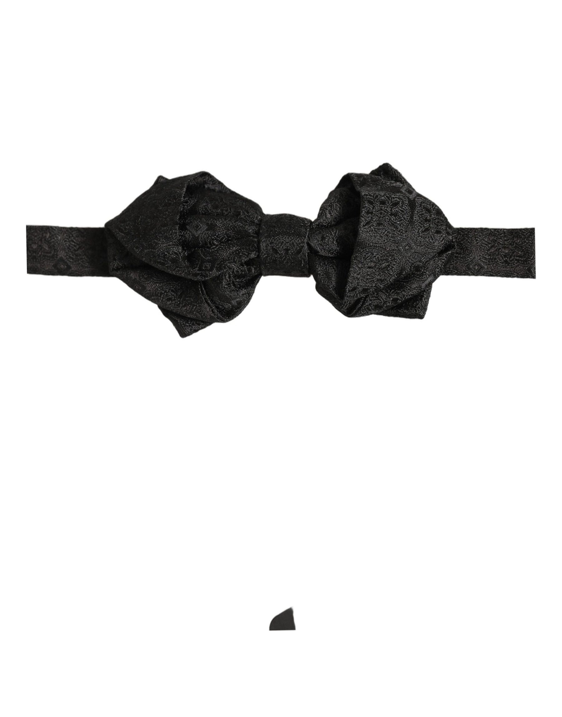 Dolce & Gabbana Men Black Paisley Silk Adjustable Neck Papillon Bow Tie | Regal Royce