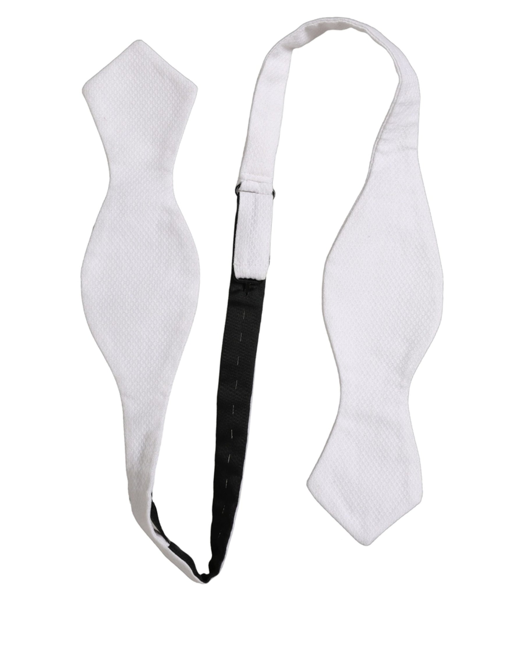 Dolce & Gabbana Men White 100% Silk Adjustable Neck Papillon Bow Tie | Regal Royce
