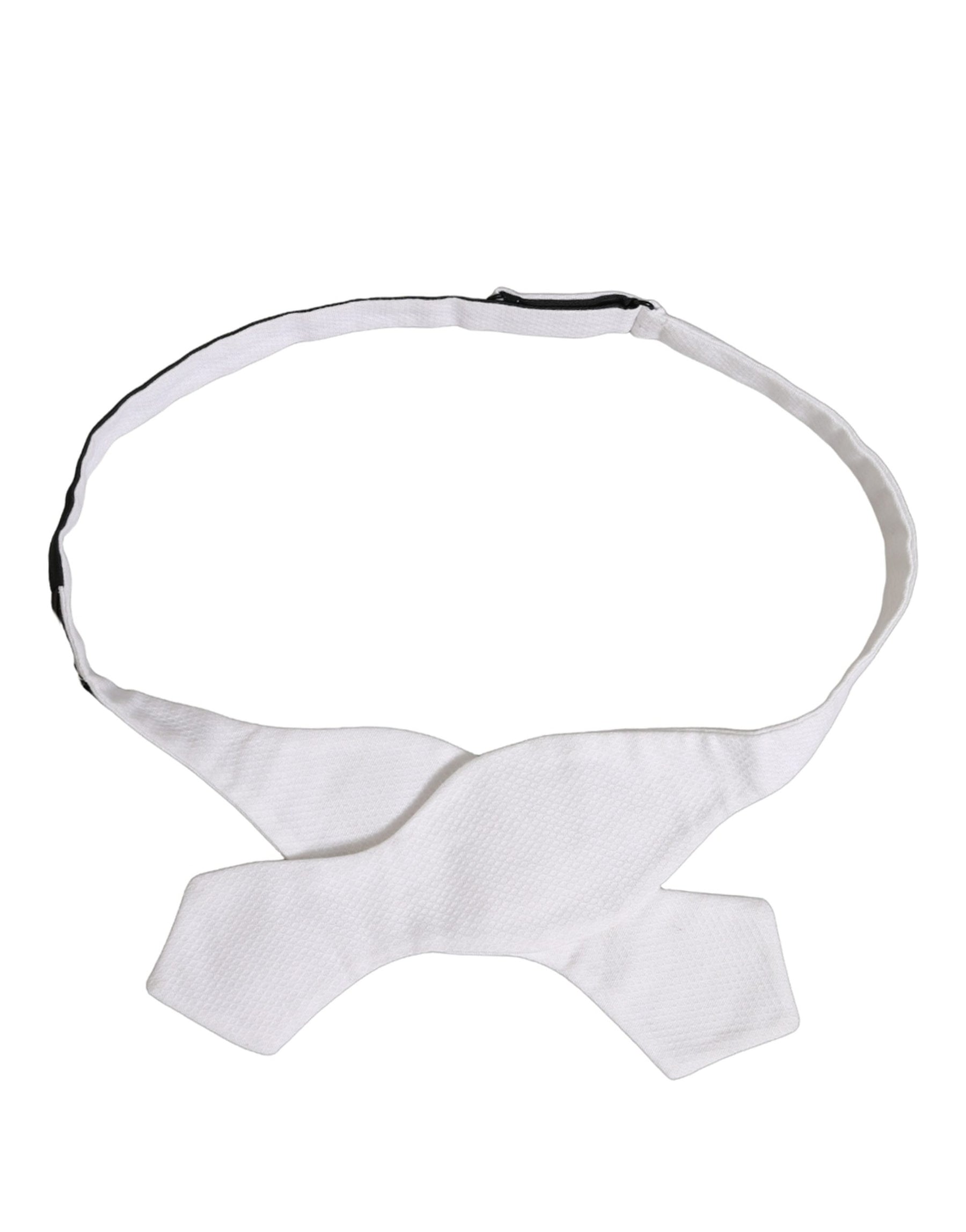 Dolce & Gabbana Men White 100% Silk Adjustable Neck Papillon Bow Tie | Regal Royce