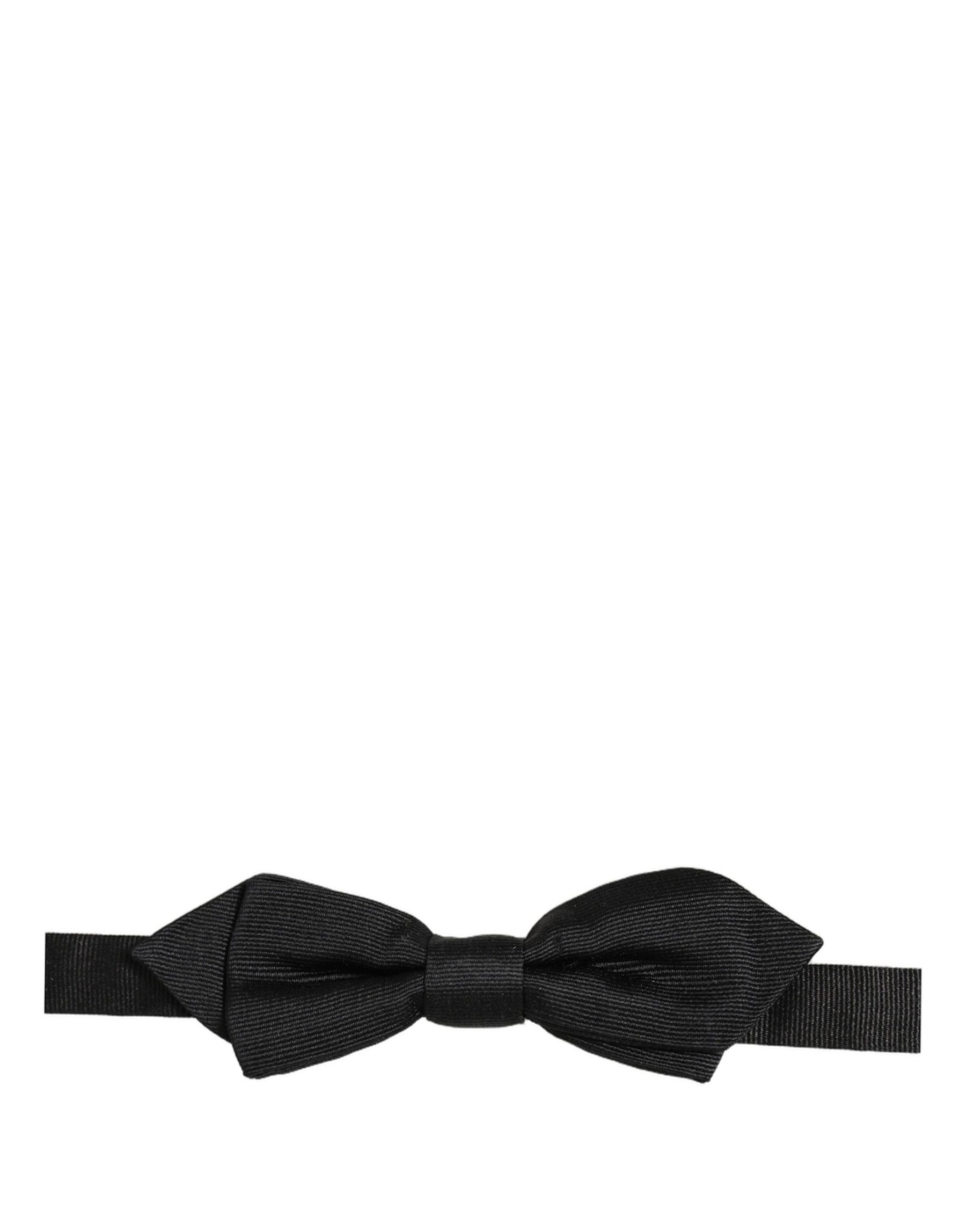 Dolce & Gabbana Men Black 100% Silk Adjustable Neck Papillon Bow Tie | Regal Royce