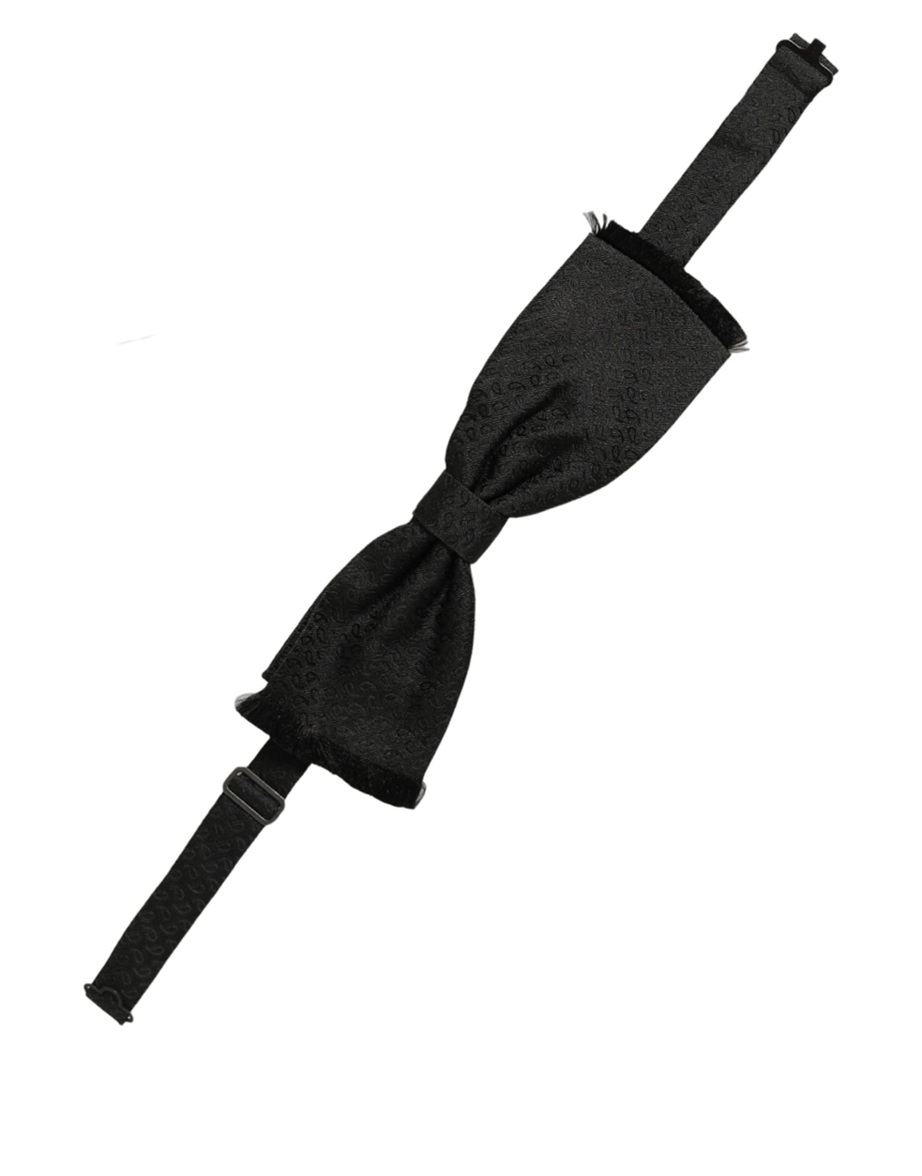 Dolce & Gabbana Men Black 100% SIlk Adjustable Neck Papillon Bow Tie | Regal Royce