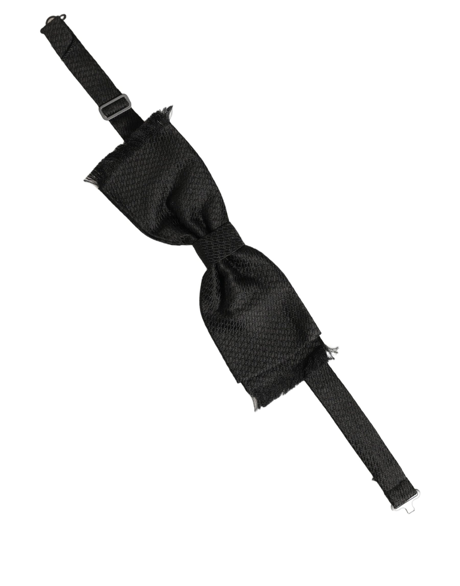 Dolce & Gabbana Men Black 100% SIlk Adjustable Neck Papillon Bow Tie | Regal Royce
