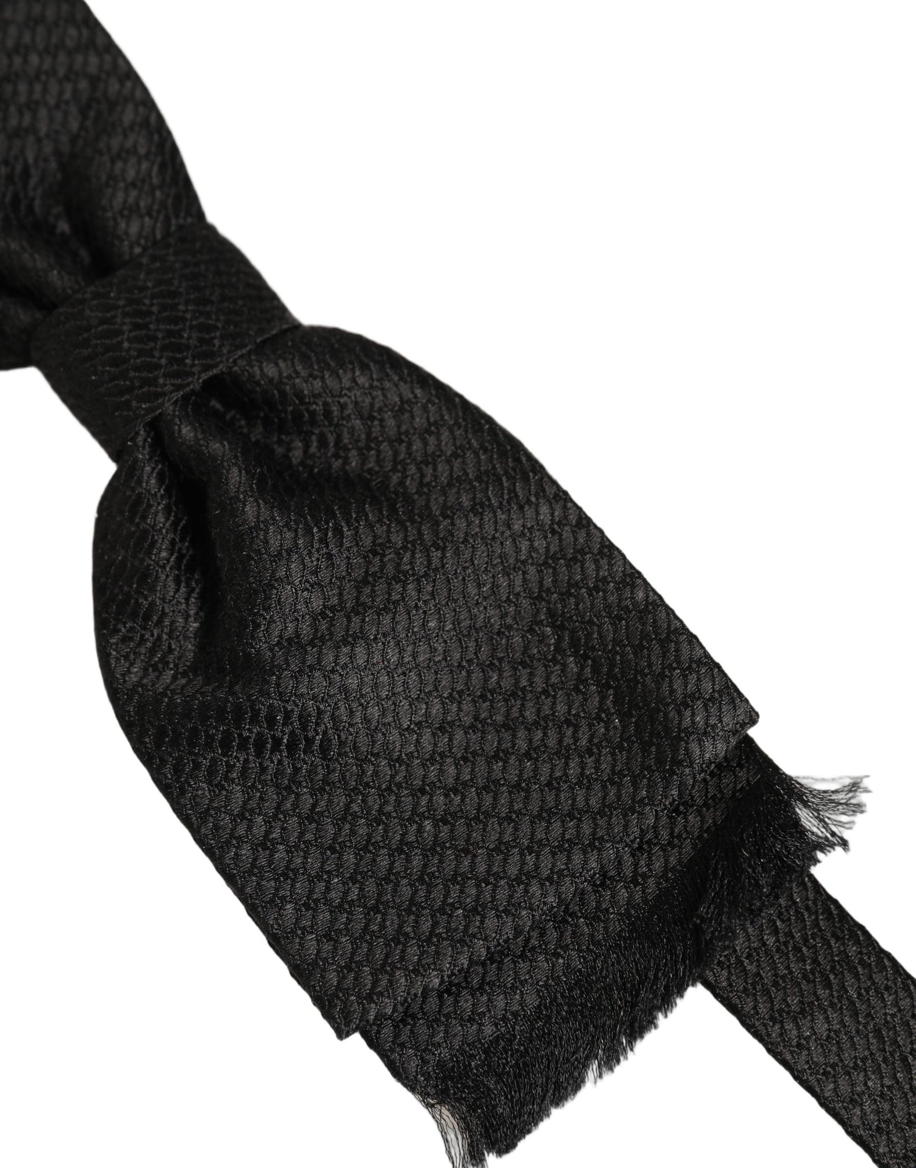 Dolce & Gabbana Men Black 100% SIlk Adjustable Neck Papillon Bow Tie | Regal Royce