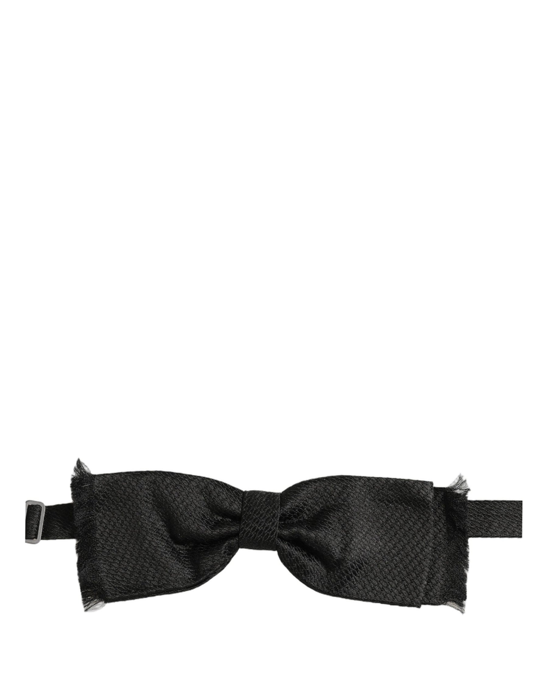 Dolce & Gabbana Men Black 100% SIlk Adjustable Neck Papillon Bow Tie | Regal Royce