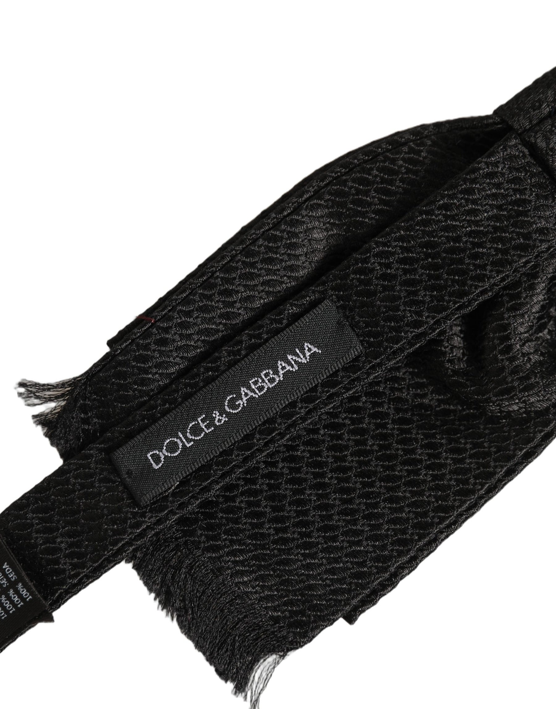 Dolce & Gabbana Men Black 100% SIlk Adjustable Neck Papillon Bow Tie | Regal Royce