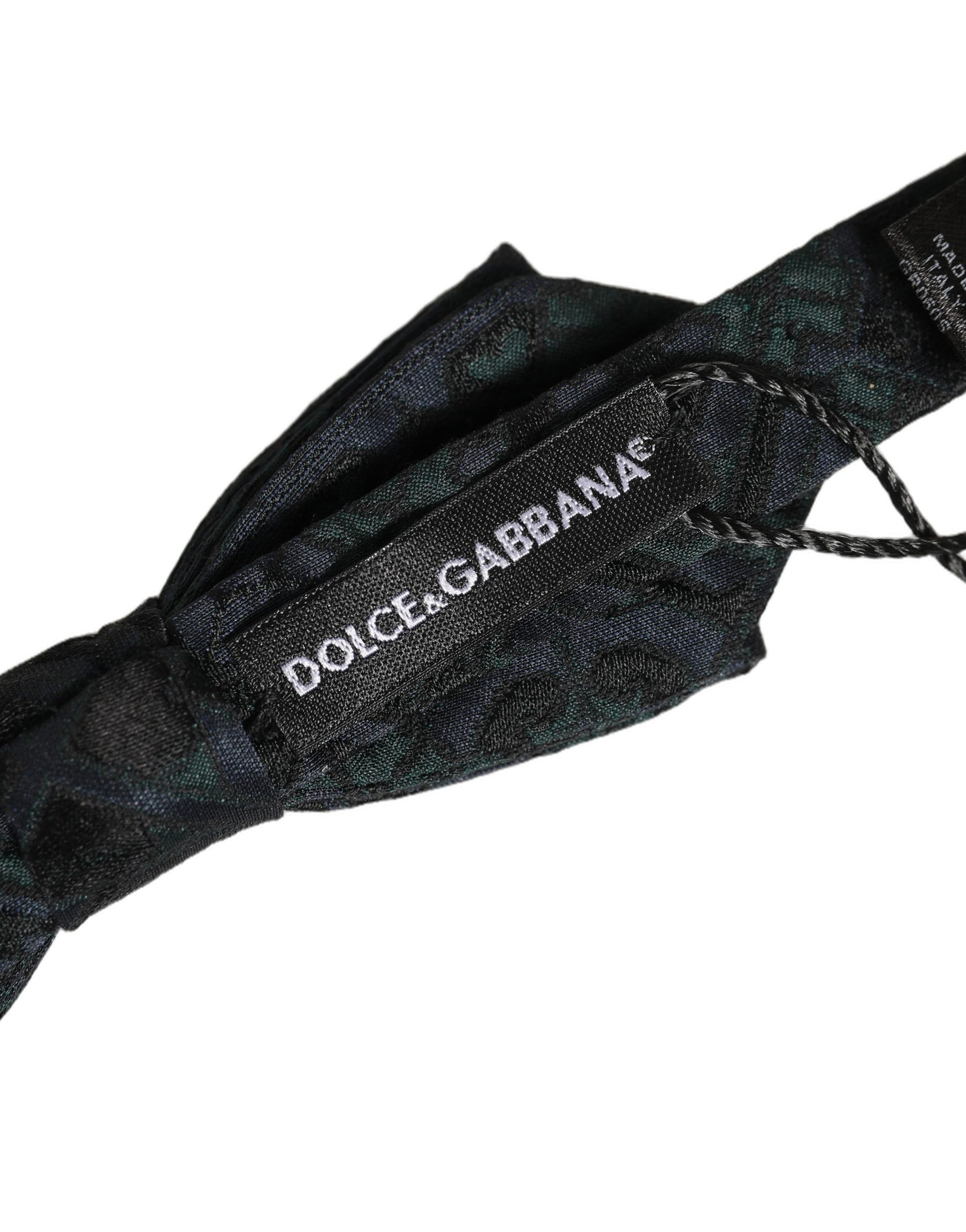 Dolce & Gabbana Men Black Green Paisley Adjustable Neck Papillon Bow Tie | Regal Royce