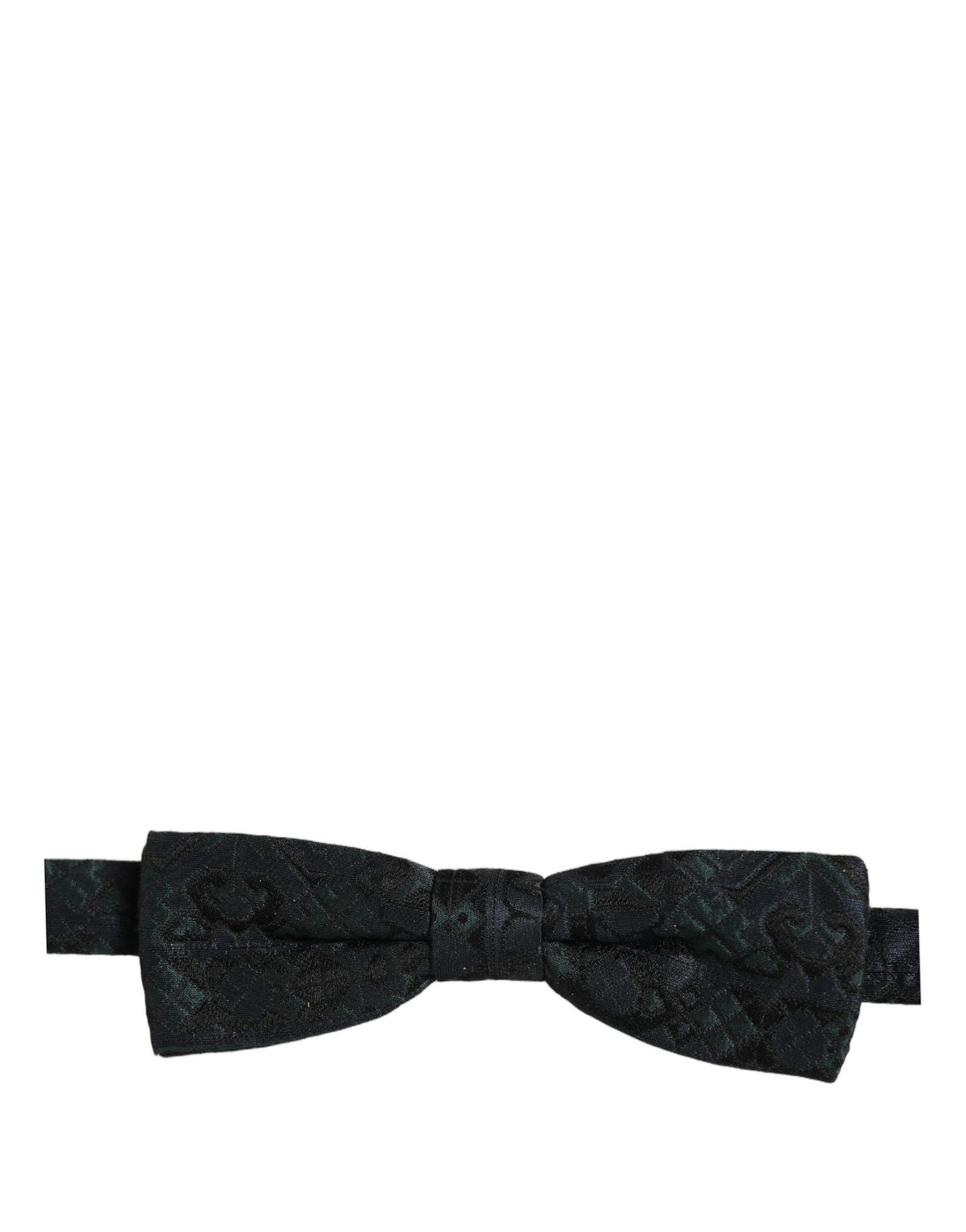 Dolce & Gabbana Men Black Green Paisley Adjustable Neck Papillon Bow Tie | Regal Royce