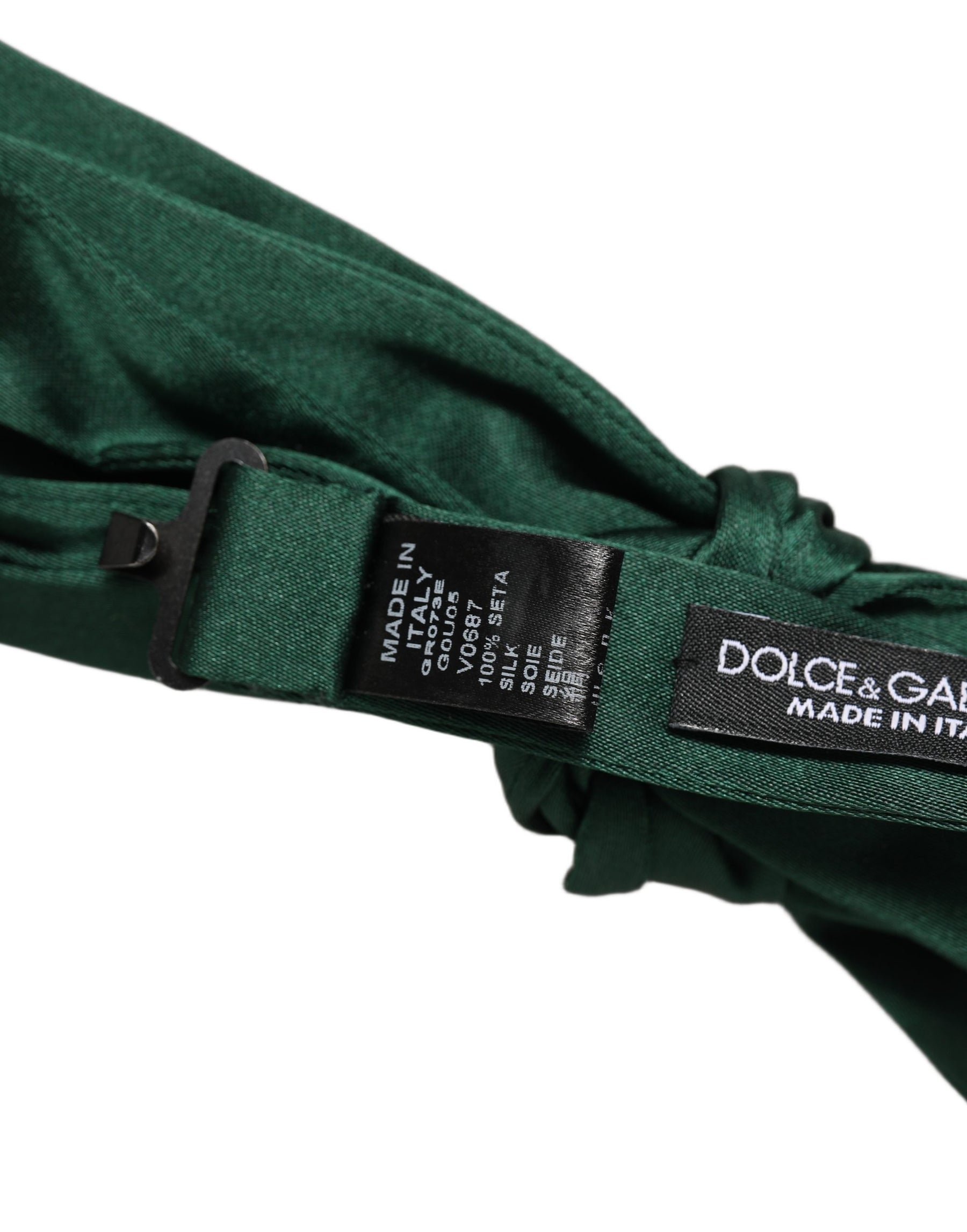 Dolce & Gabbana Men Dark Green Silk Adjustable Neck Papillon Bow Tie | Regal Royce