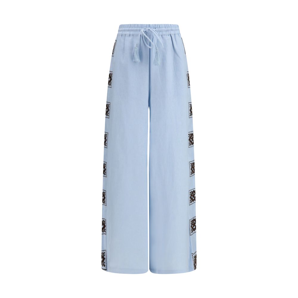 Alemais Blue Linen Casual Pants | Regal Royce