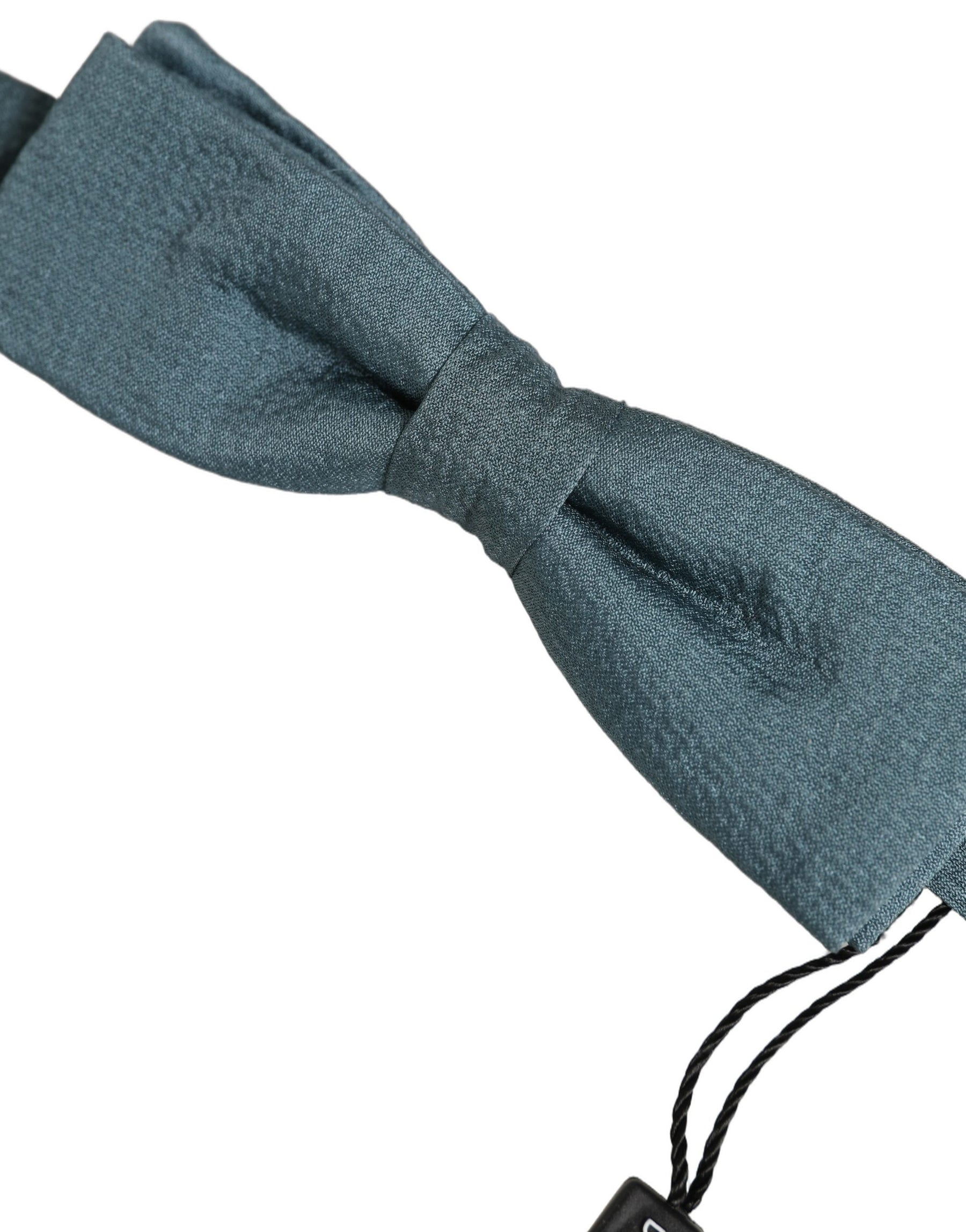 Dolce & Gabbana Men Steel Blue 100% Silk Adjustable Neck Papillon Bow Tie | Regal Royce
