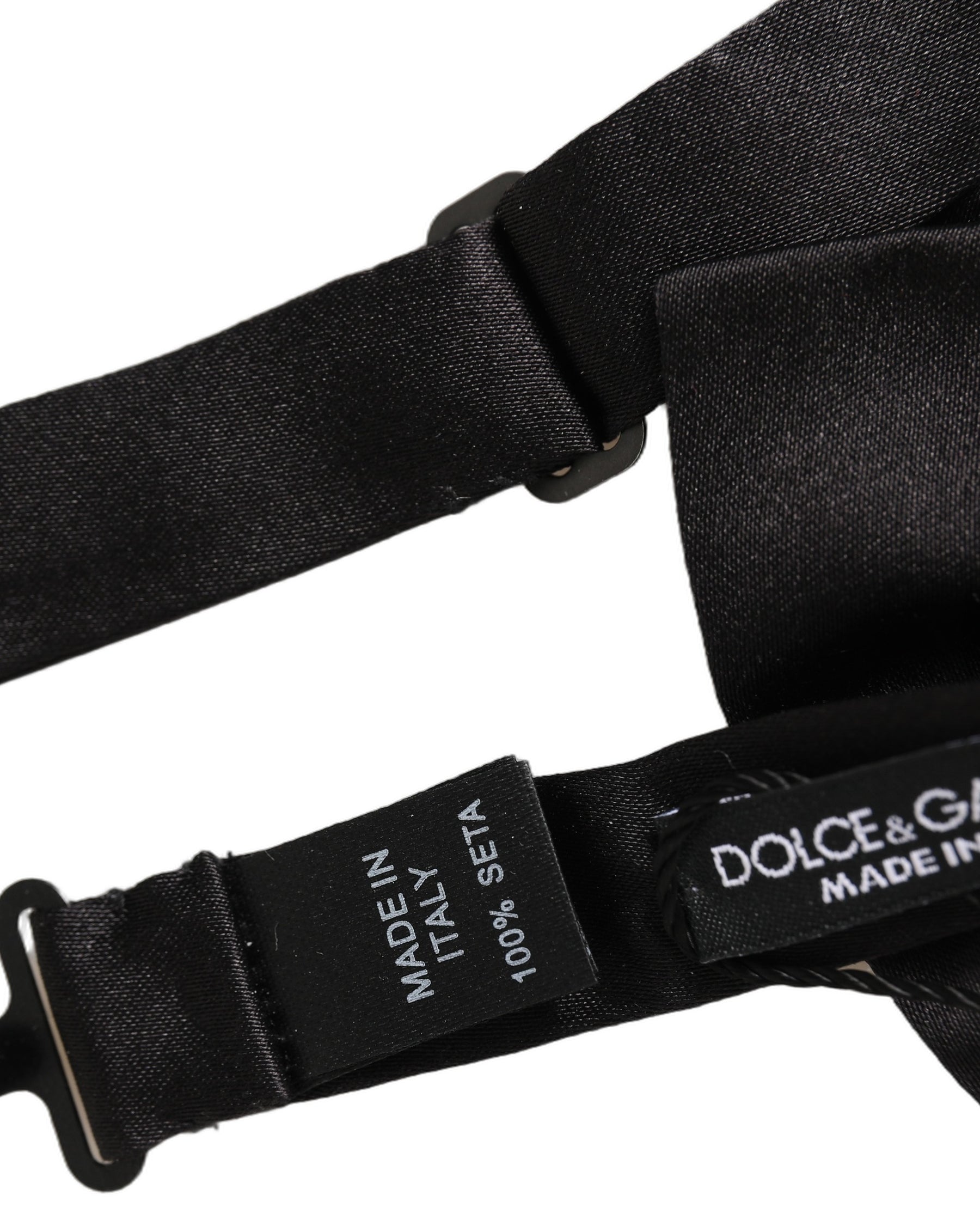 Dolce & Gabbana Men Black 100% Silk Adjustable Neck Papillon Bow Tie | Regal Royce