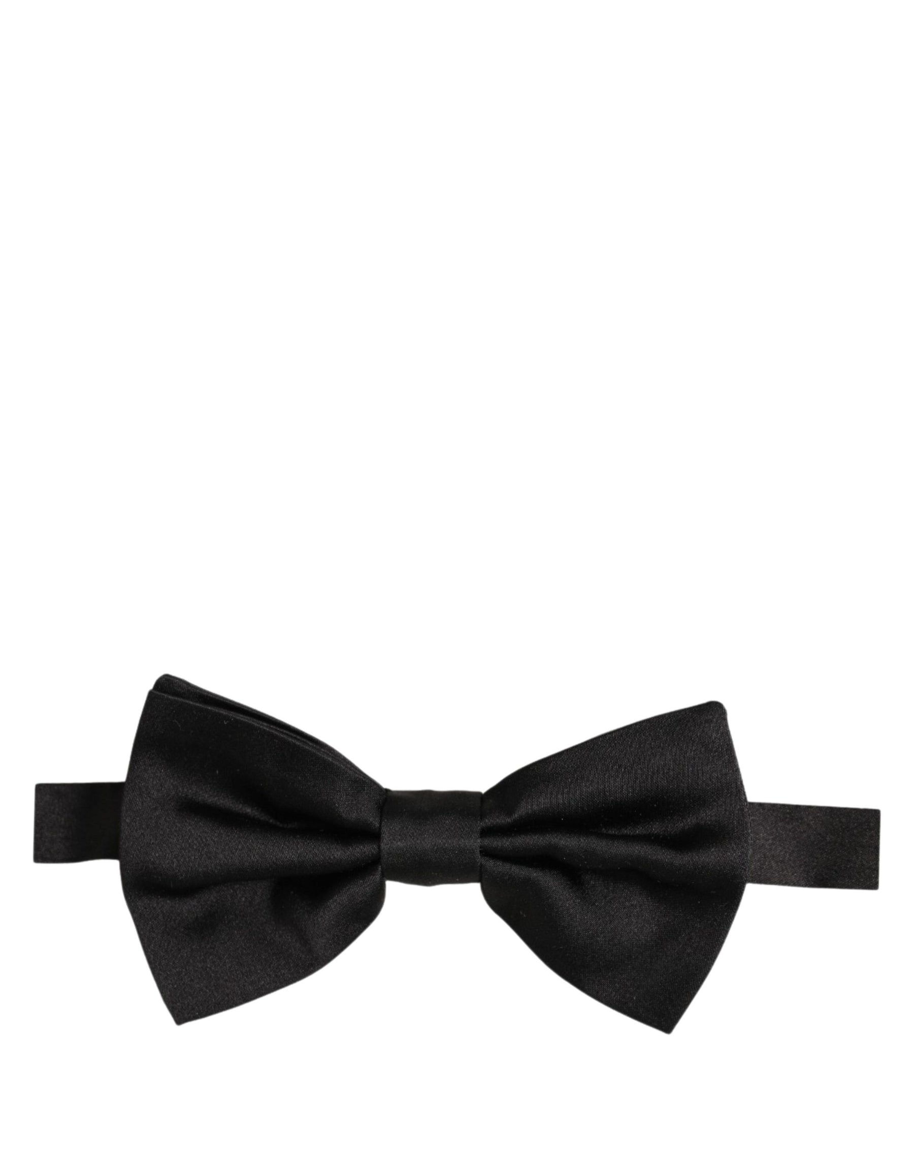 Dolce & Gabbana Men Black 100% Silk Adjustable Neck Papillon Bow Tie | Regal Royce
